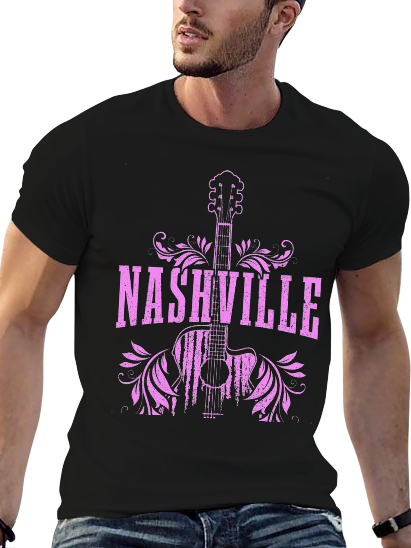 Nashville Guitar Graphic Tee - Cool Music Shirt