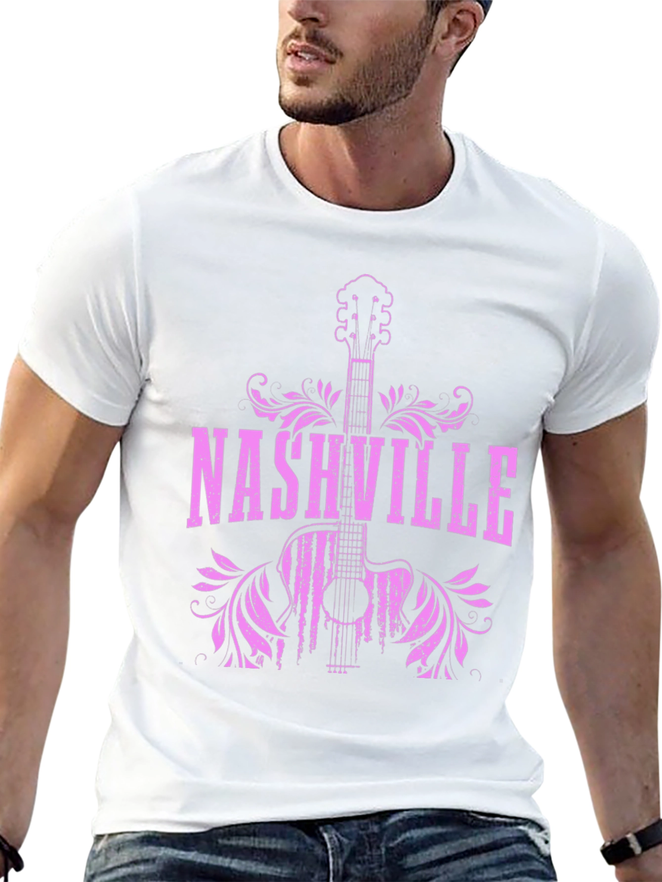Nashville Guitar Graphic Tee - Cool Music Shirt