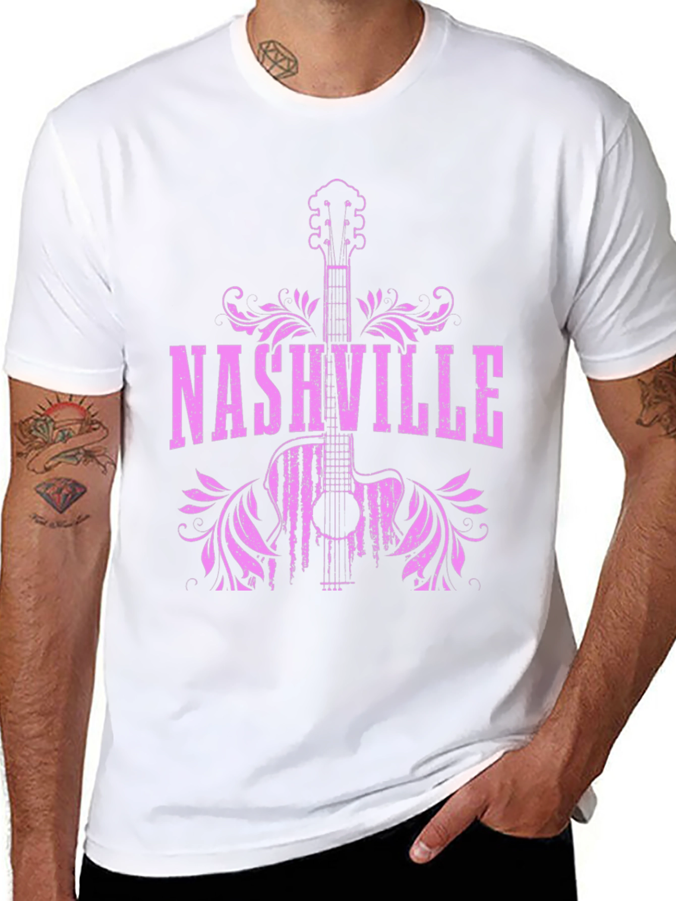 Nashville Guitar Graphic Tee - Cool Music Shirt