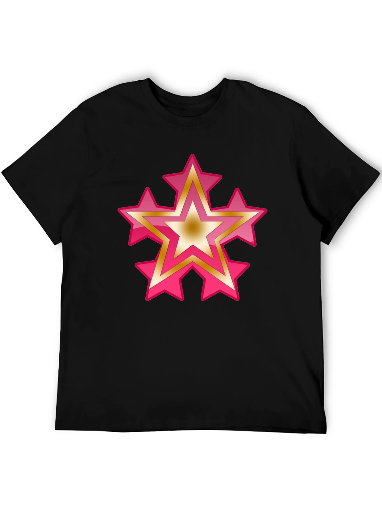Star Graphic Tee - Casual Black Cotton T-Shirt