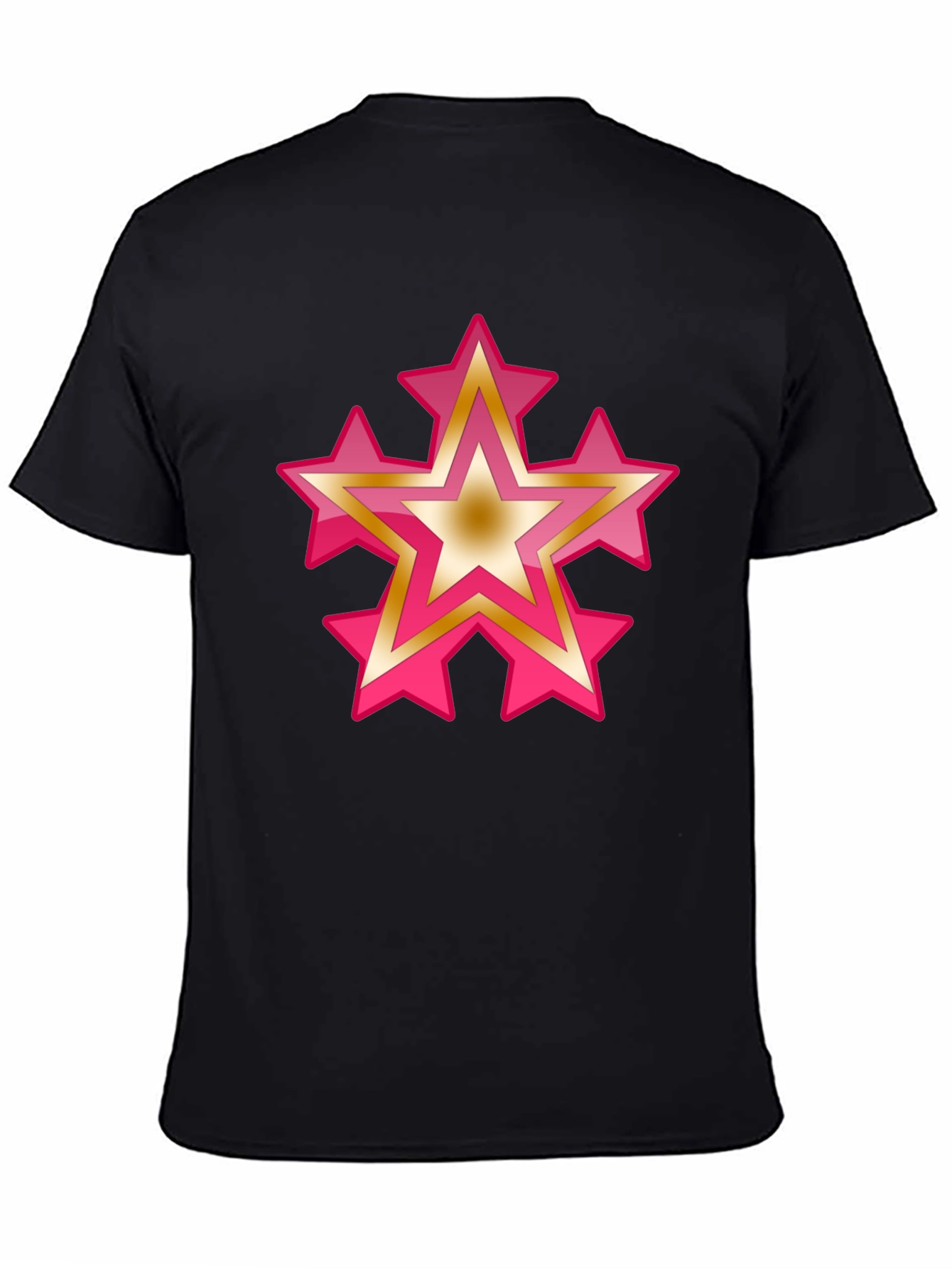 Star Graphic Tee - Casual Black Cotton T-Shirt