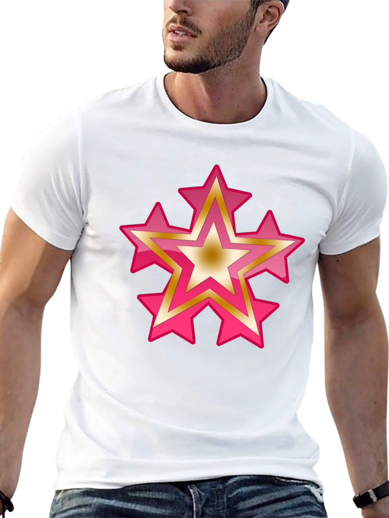 Star Graphic Tee - Casual Black Cotton T-Shirt