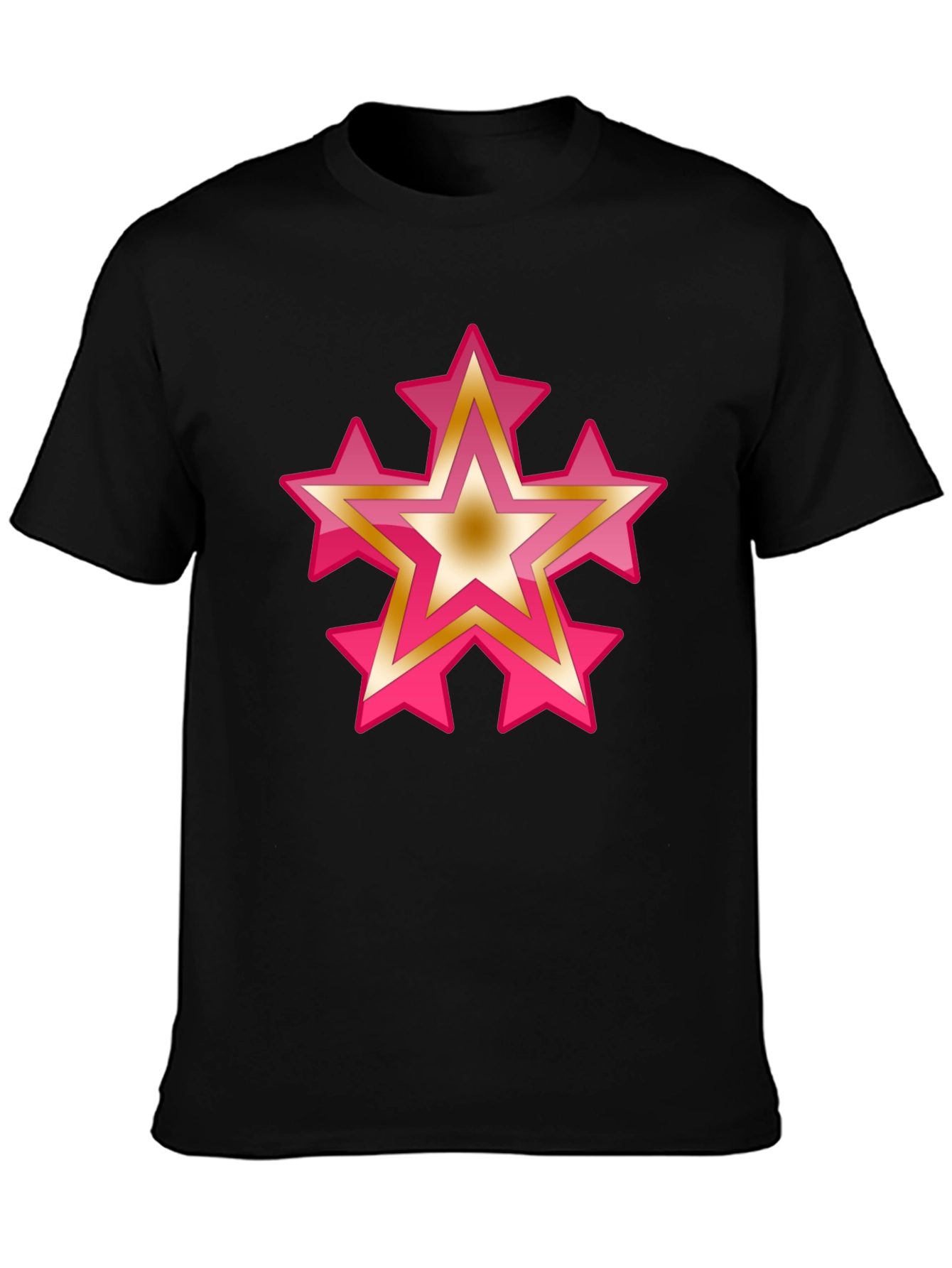 Star Graphic Tee - Casual Black Cotton T-Shirt