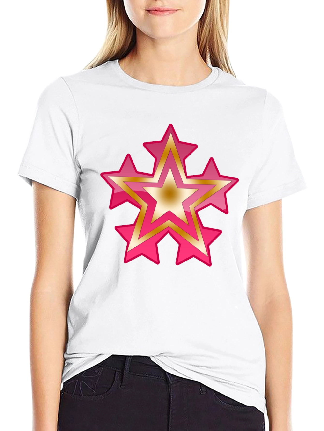 Star Graphic Tee - Casual Black Cotton T-Shirt