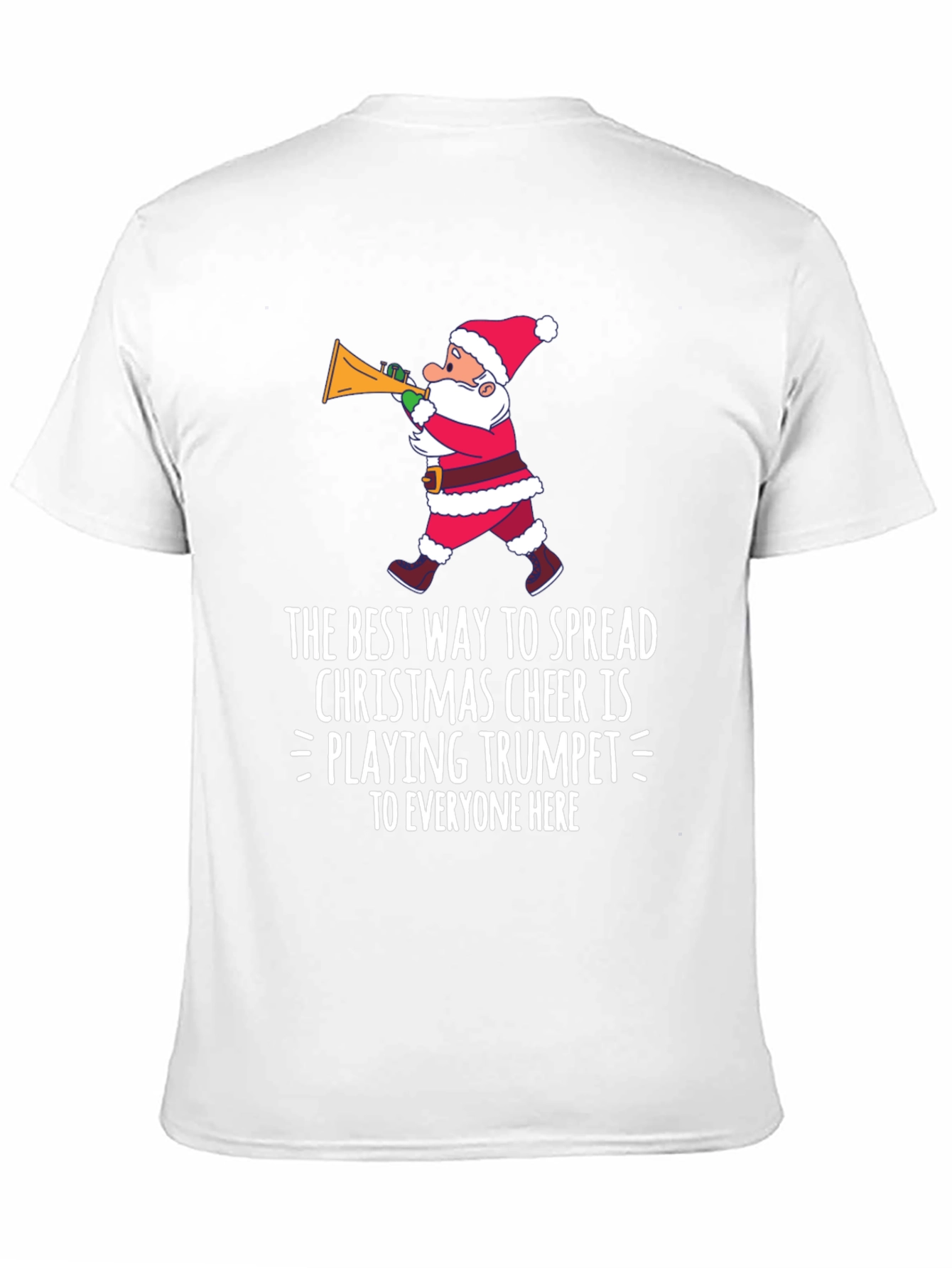 Christmas Cheer Trumpet Santa Graphic T-Shirt