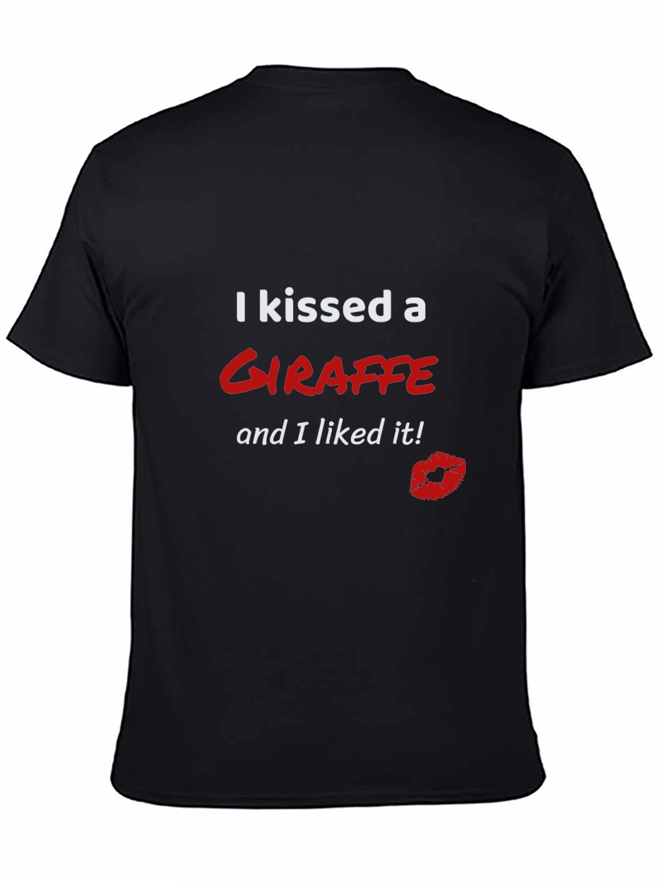 Kissed a Giraffe Black T-Shirt Novelty Tee