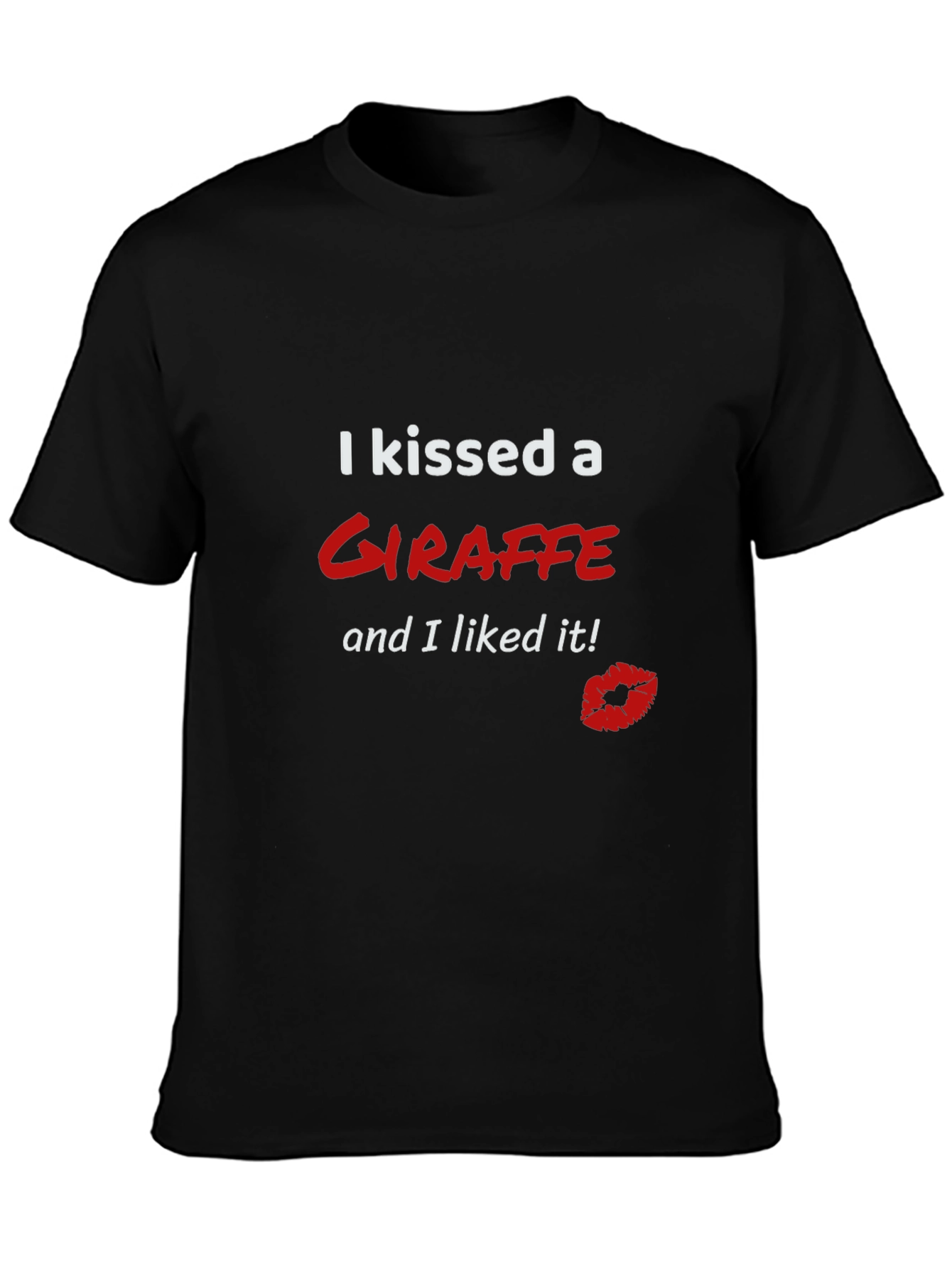 Kissed a Giraffe Black T-Shirt Novelty Tee