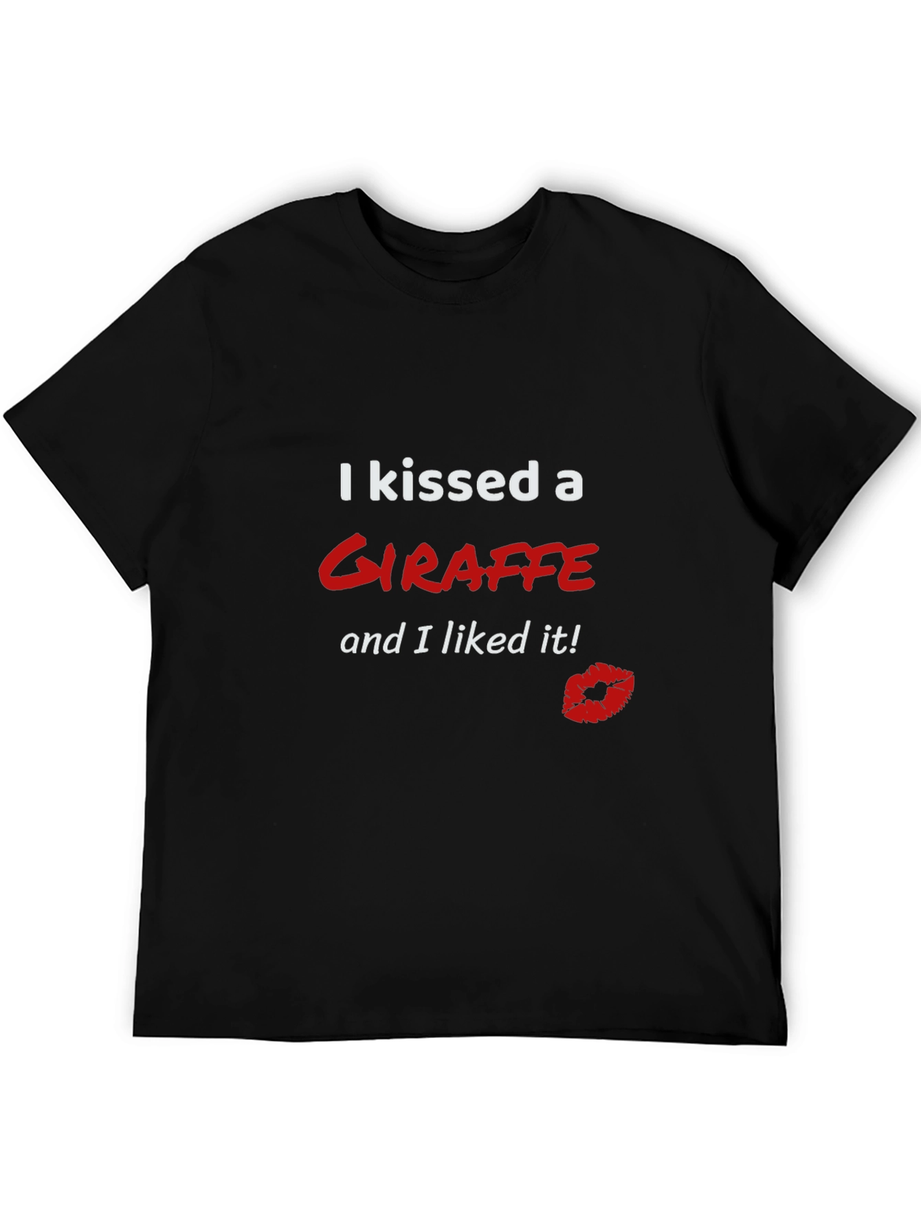 Kissed a Giraffe Black T-Shirt Novelty Tee