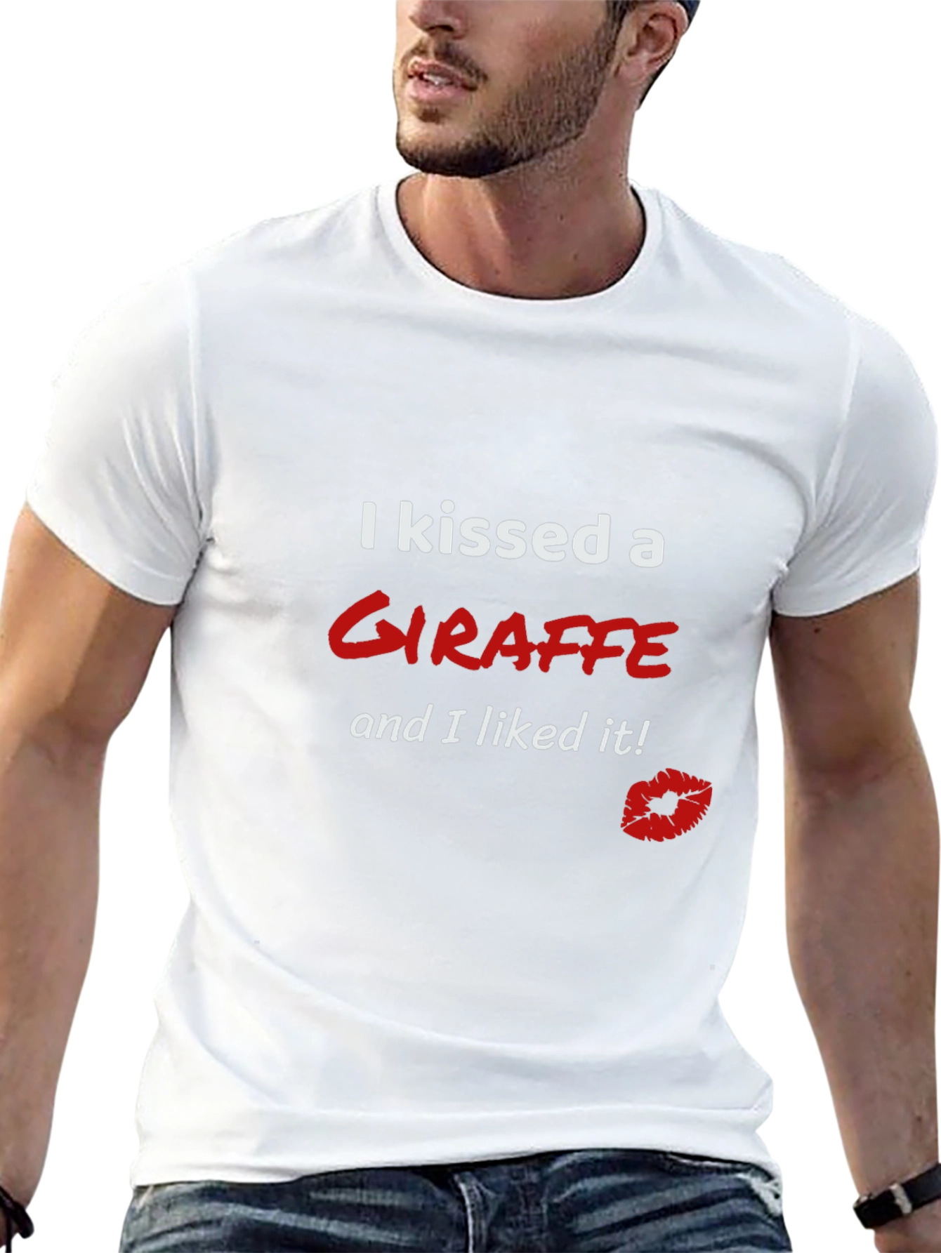 Kissed a Giraffe Black T-Shirt Novelty Tee