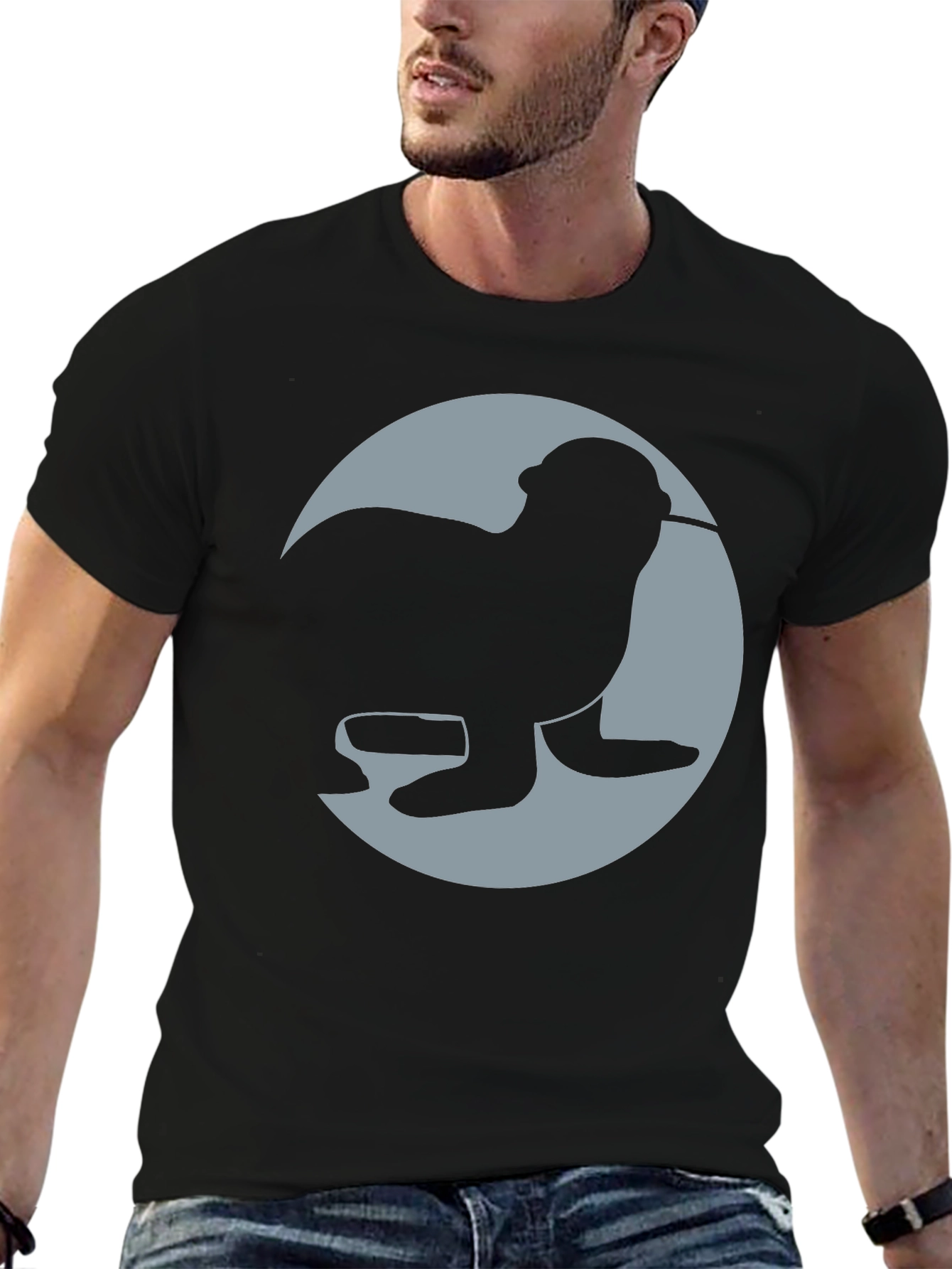 Seal Silhouette Graphic Tee - Black Casual Shirt