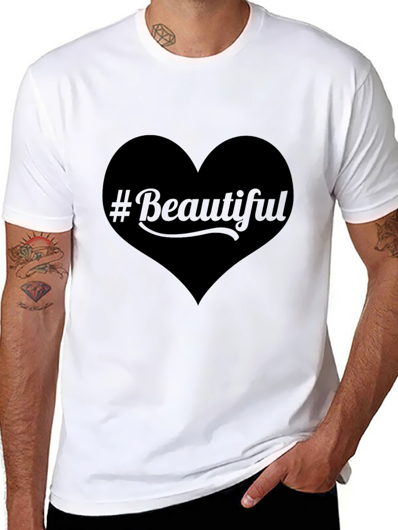 Beautiful Heart Graphic Tee - Mens Black T-Shirt