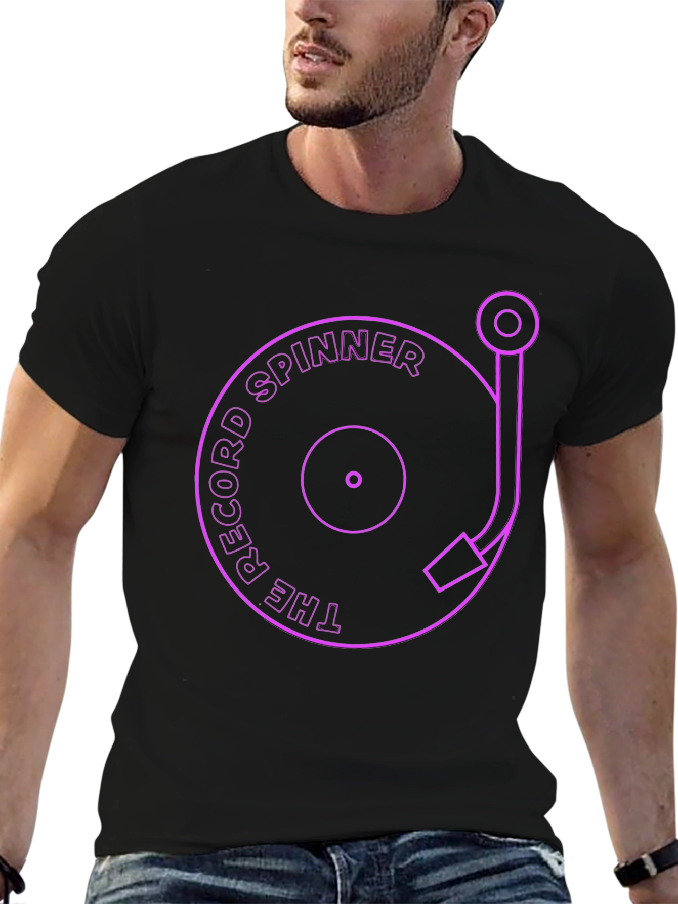 The Record Spinner Black Graphic Tee