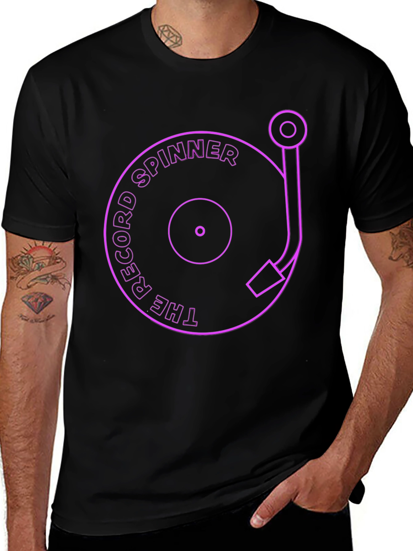 The Record Spinner Black Graphic Tee