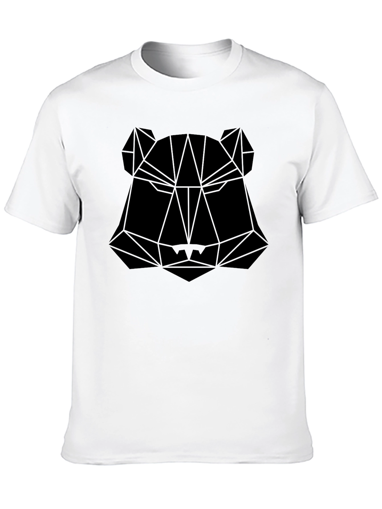 Geometric Bear Graphic Black T-Shirt