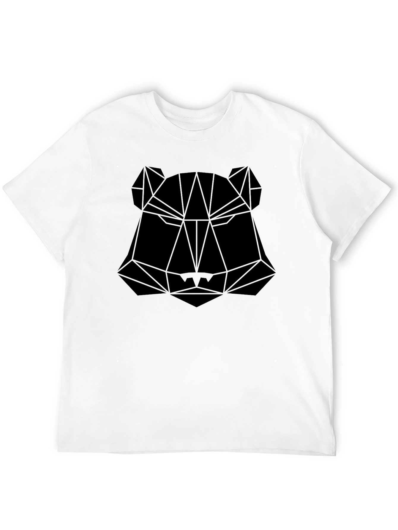 Geometric Bear Graphic Black T-Shirt