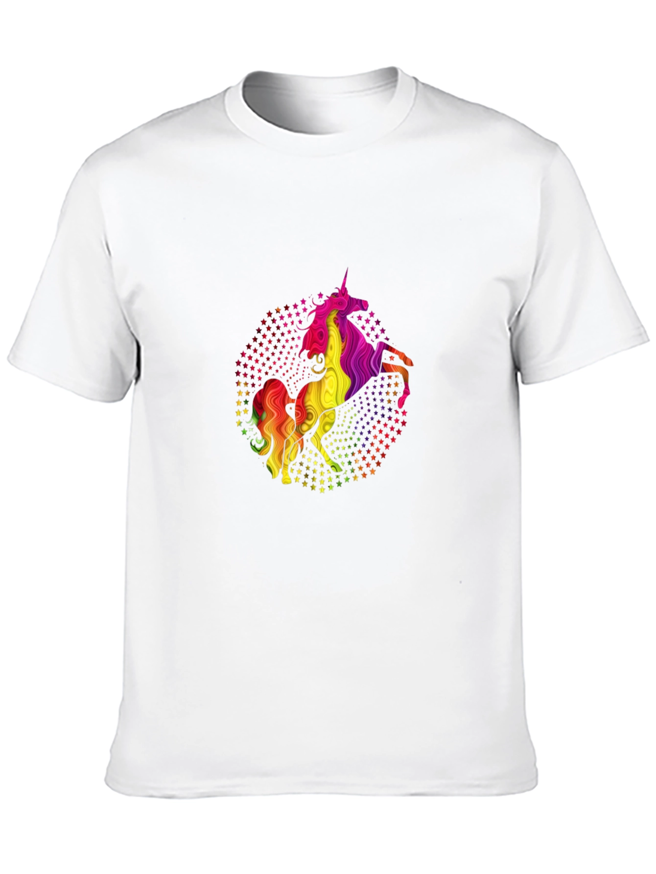 Rainbow Unicorn Stars Black Graphic Tee