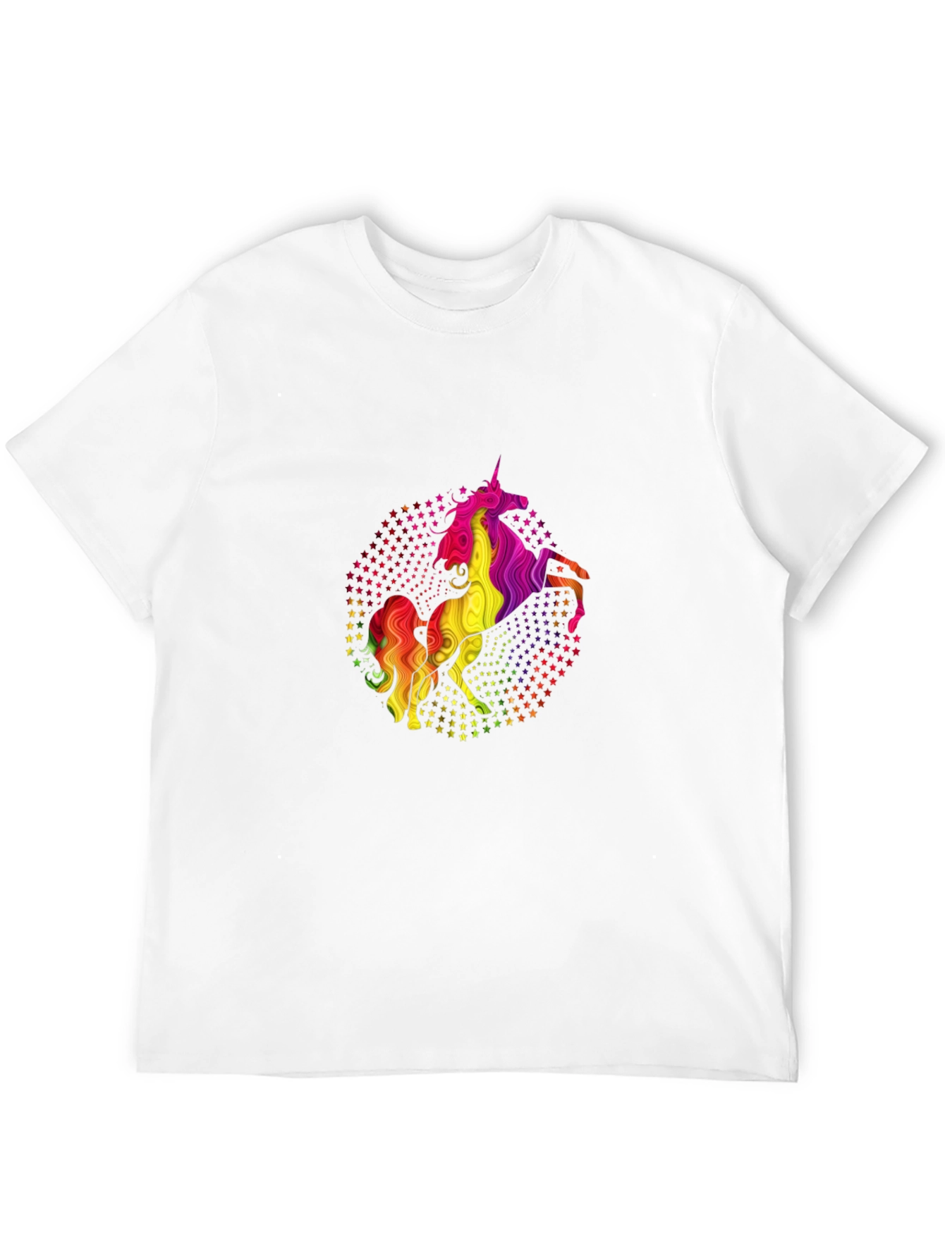 Rainbow Unicorn Stars Black Graphic Tee
