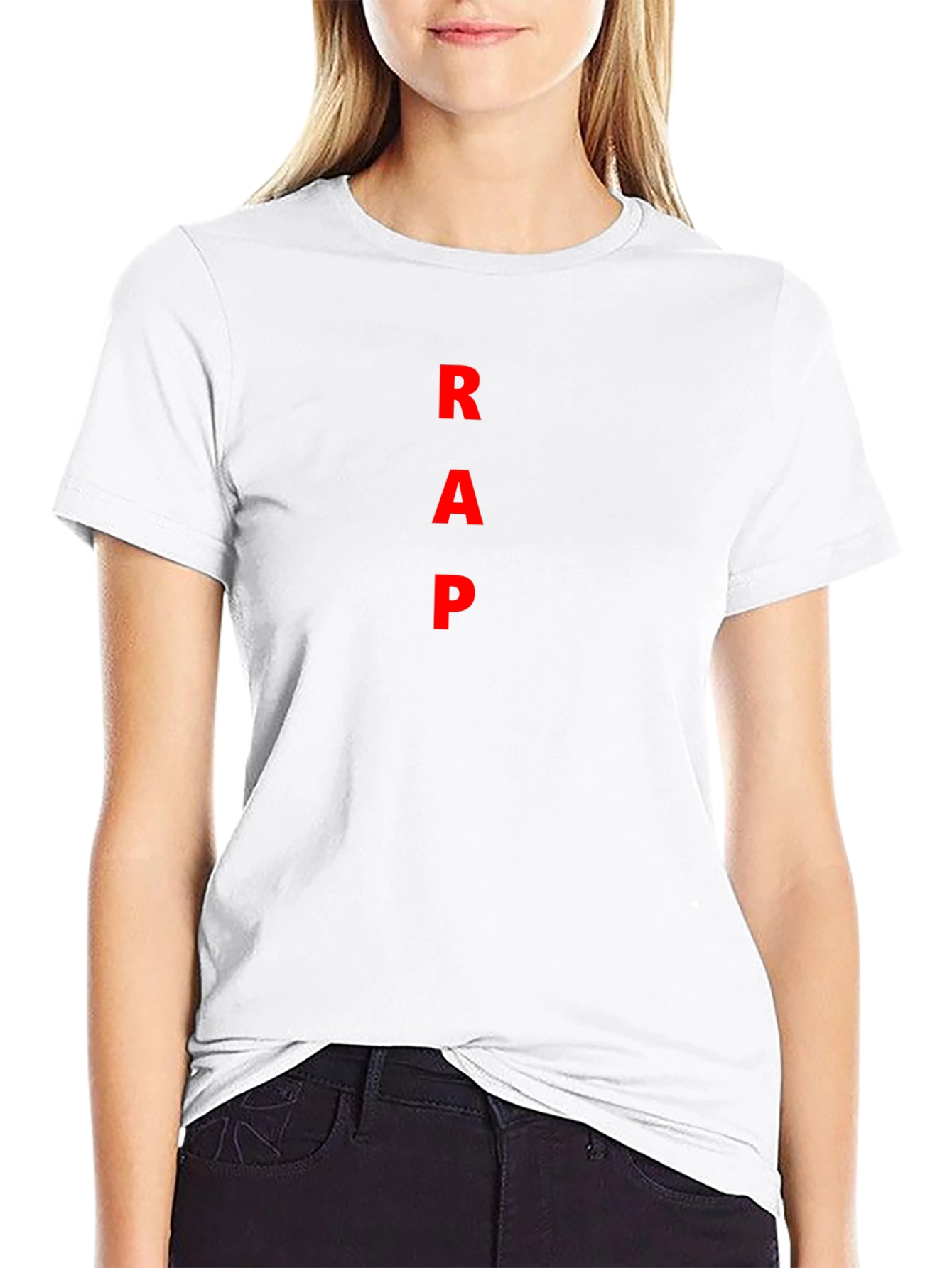 Mens Black T-Shirt with Red RAP Text