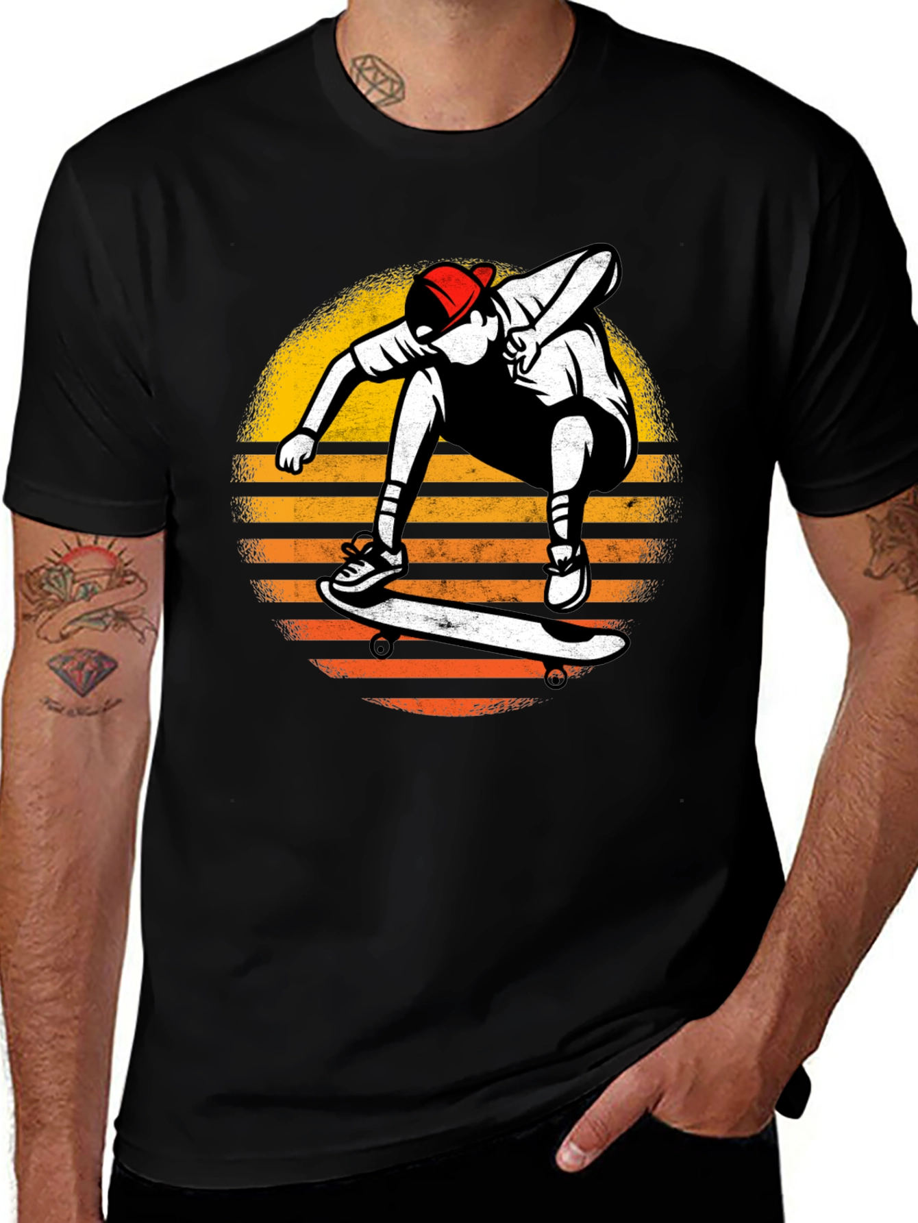 Skateboarder Sunset Graphic T-Shirt