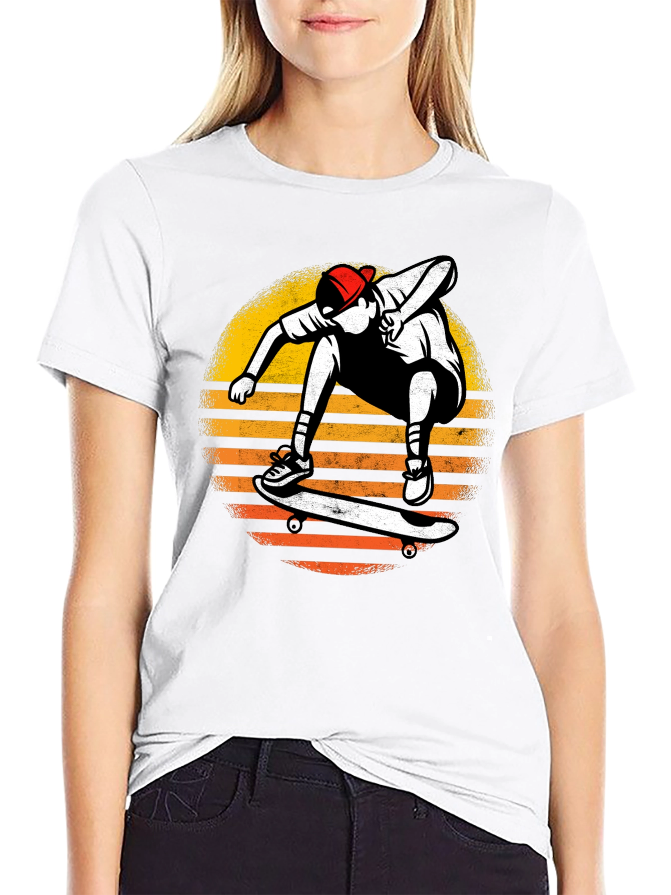Skateboarder Sunset Graphic T-Shirt