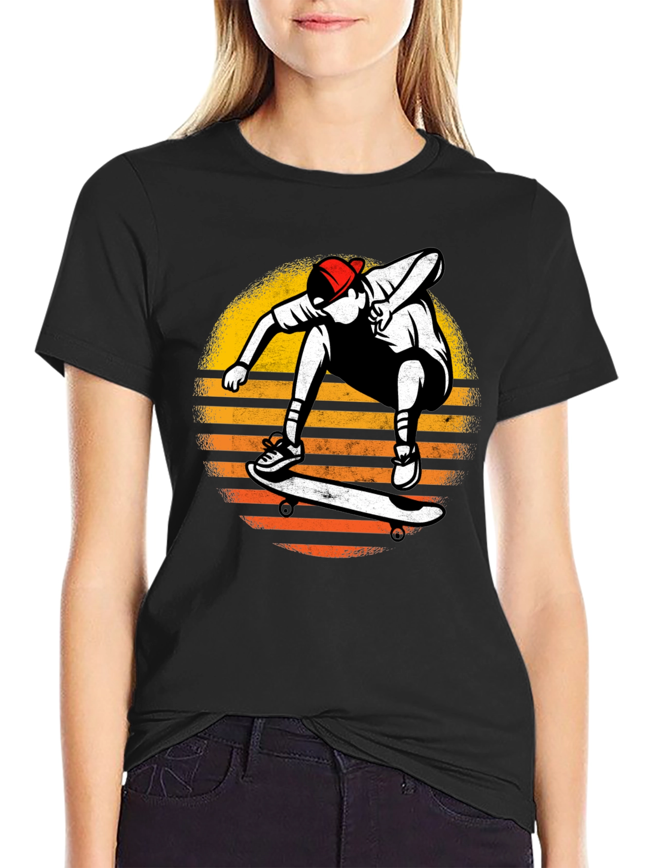 Skateboarder Sunset Graphic T-Shirt