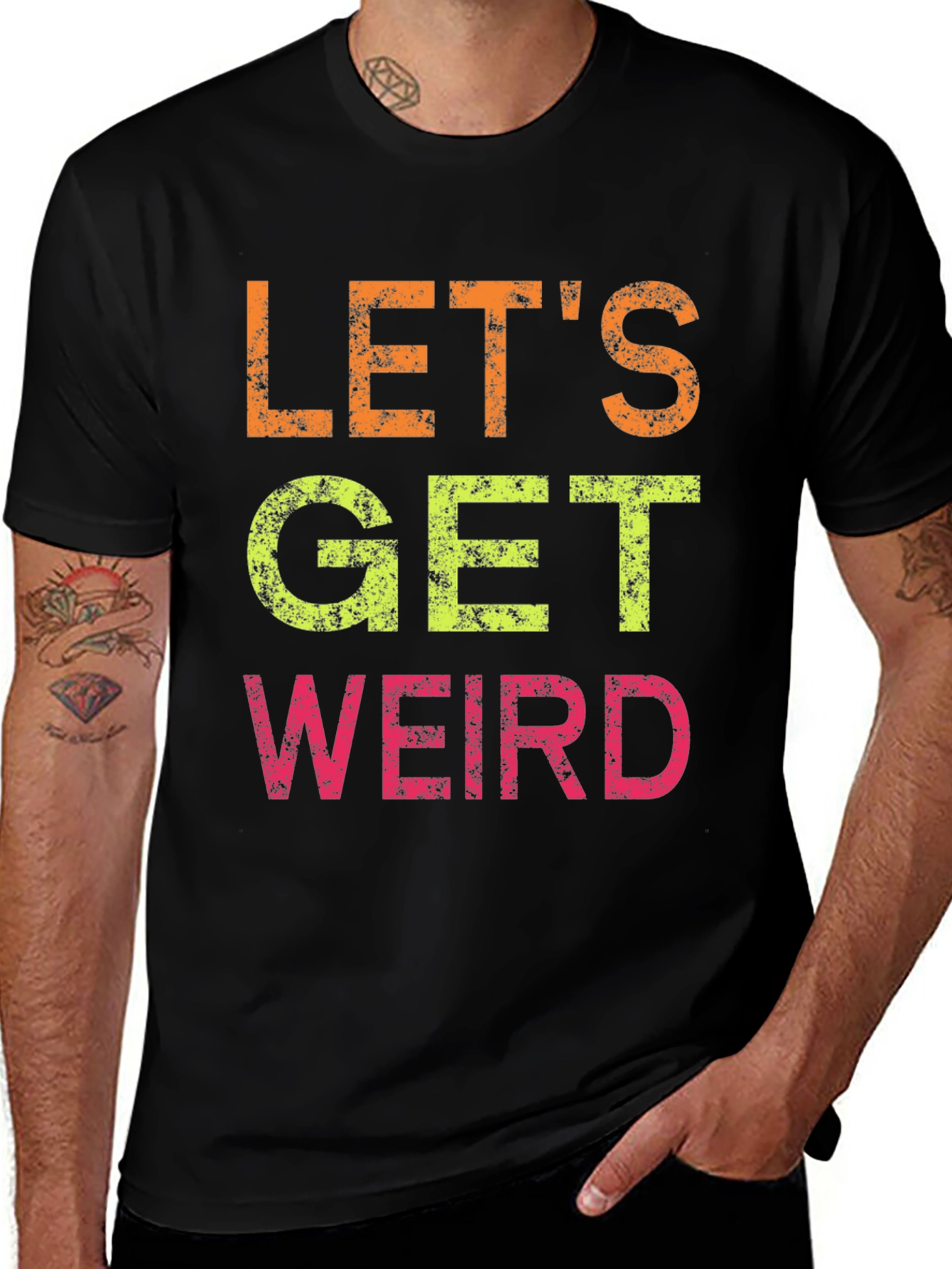 Lets Get Weird Graphic Tee - Black Cotton T-Shirt