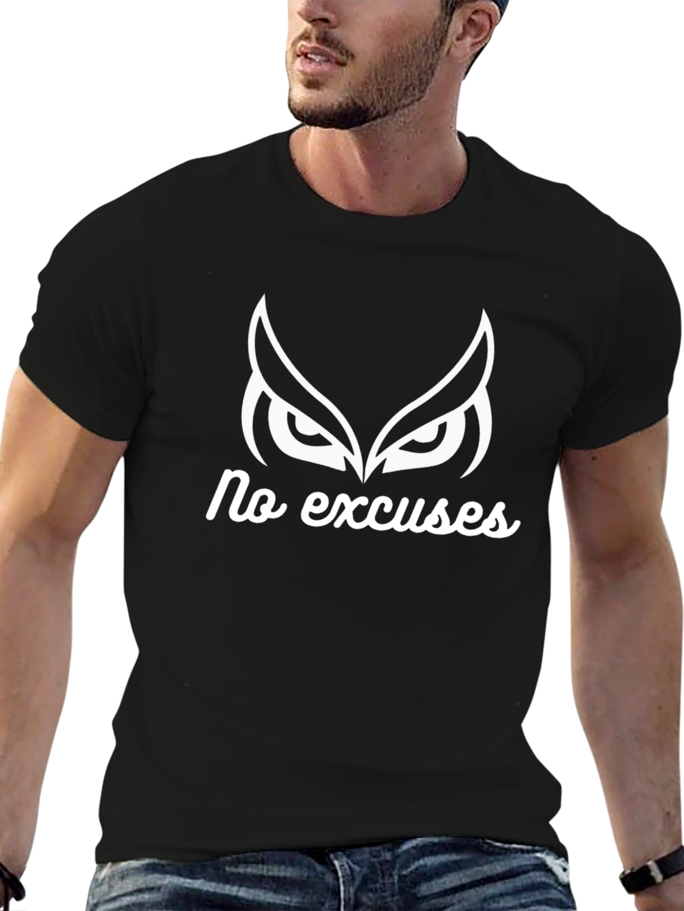 No Excuses Owl Graphic Tee - Black