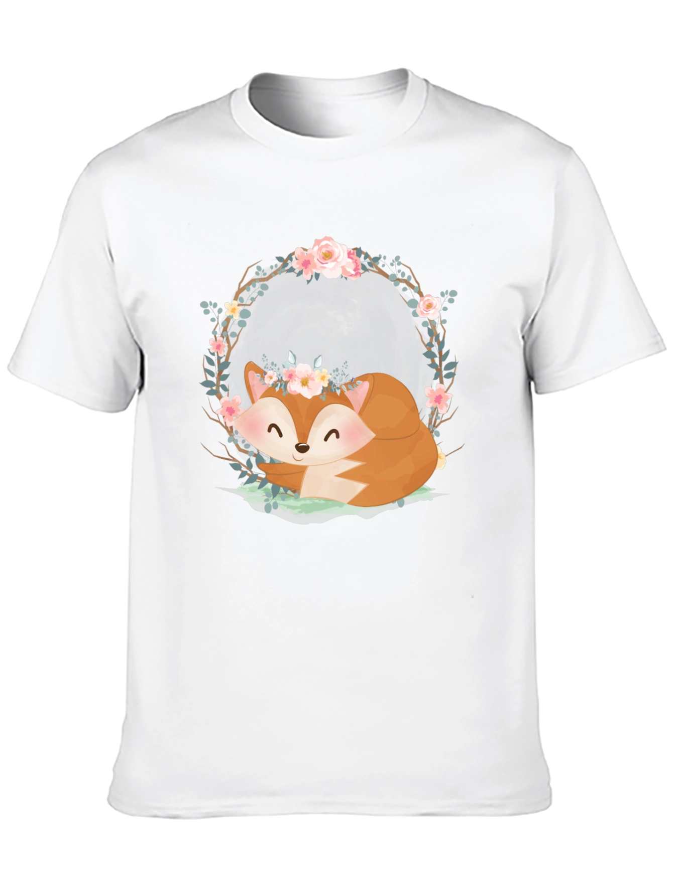 Cute Fox with Floral Crown Graphic Tee