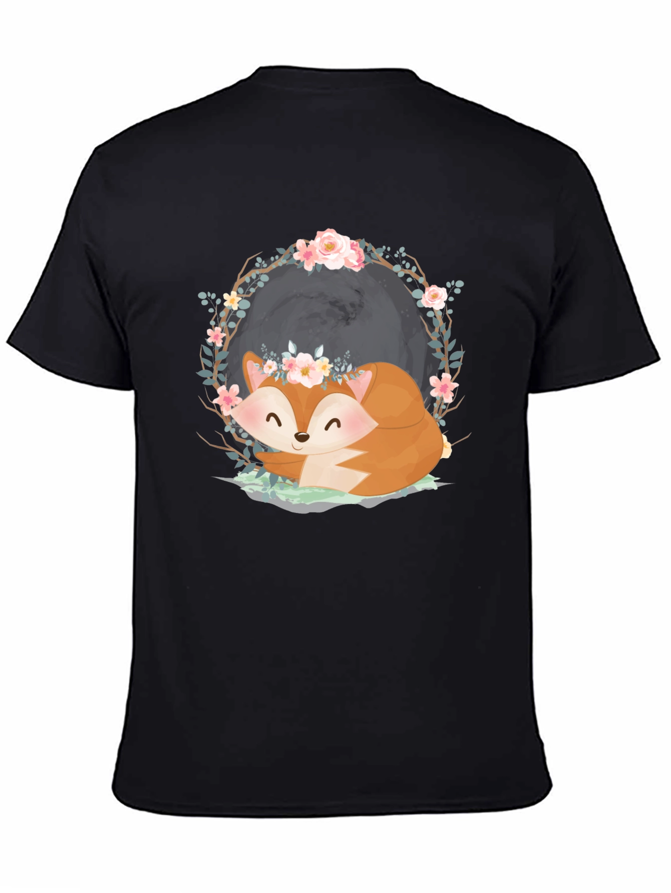Cute Fox with Floral Crown Graphic Tee