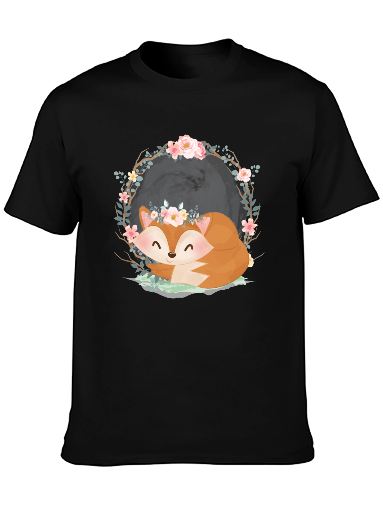 Cute Fox with Floral Crown Graphic Tee
