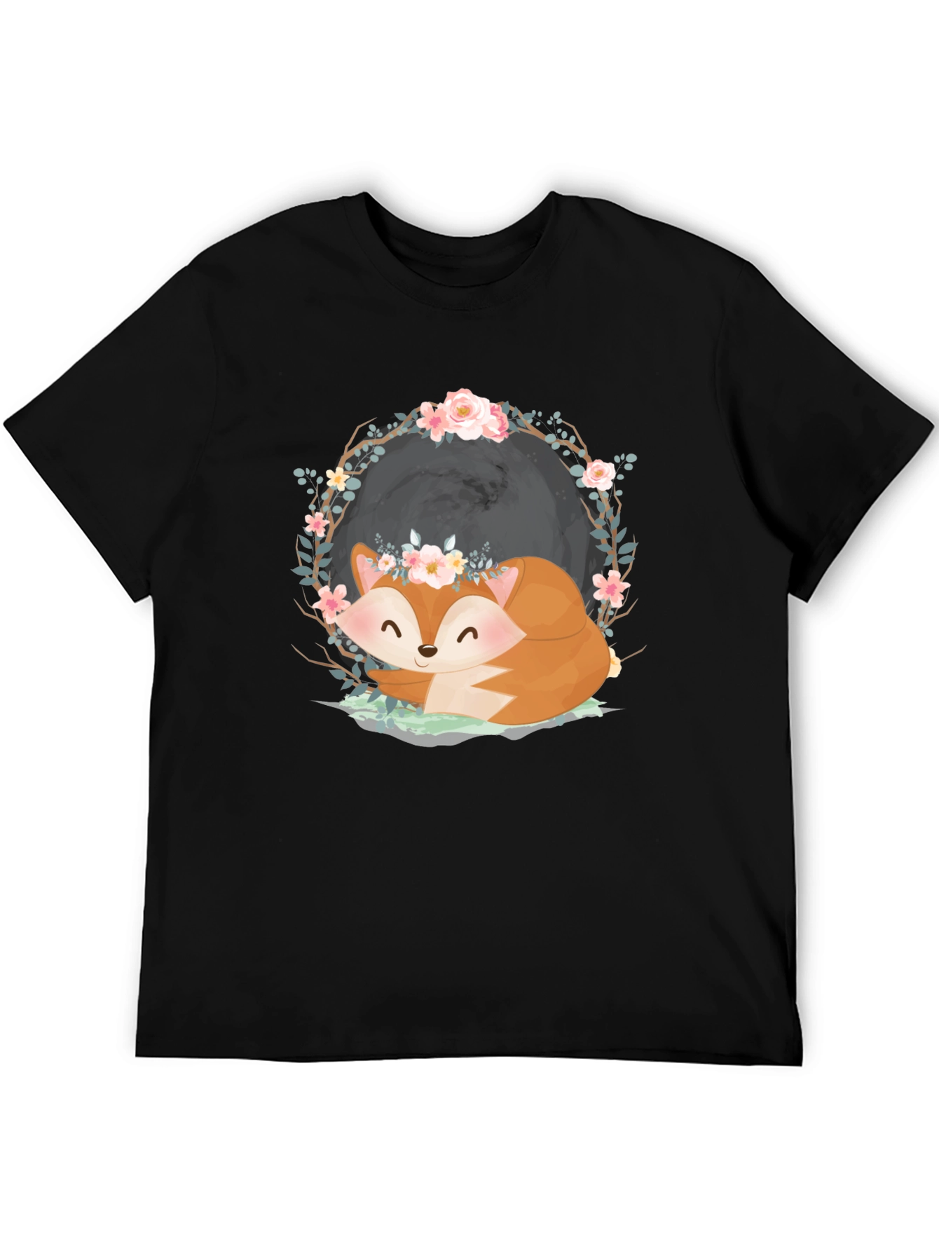 Cute Fox with Floral Crown Graphic Tee