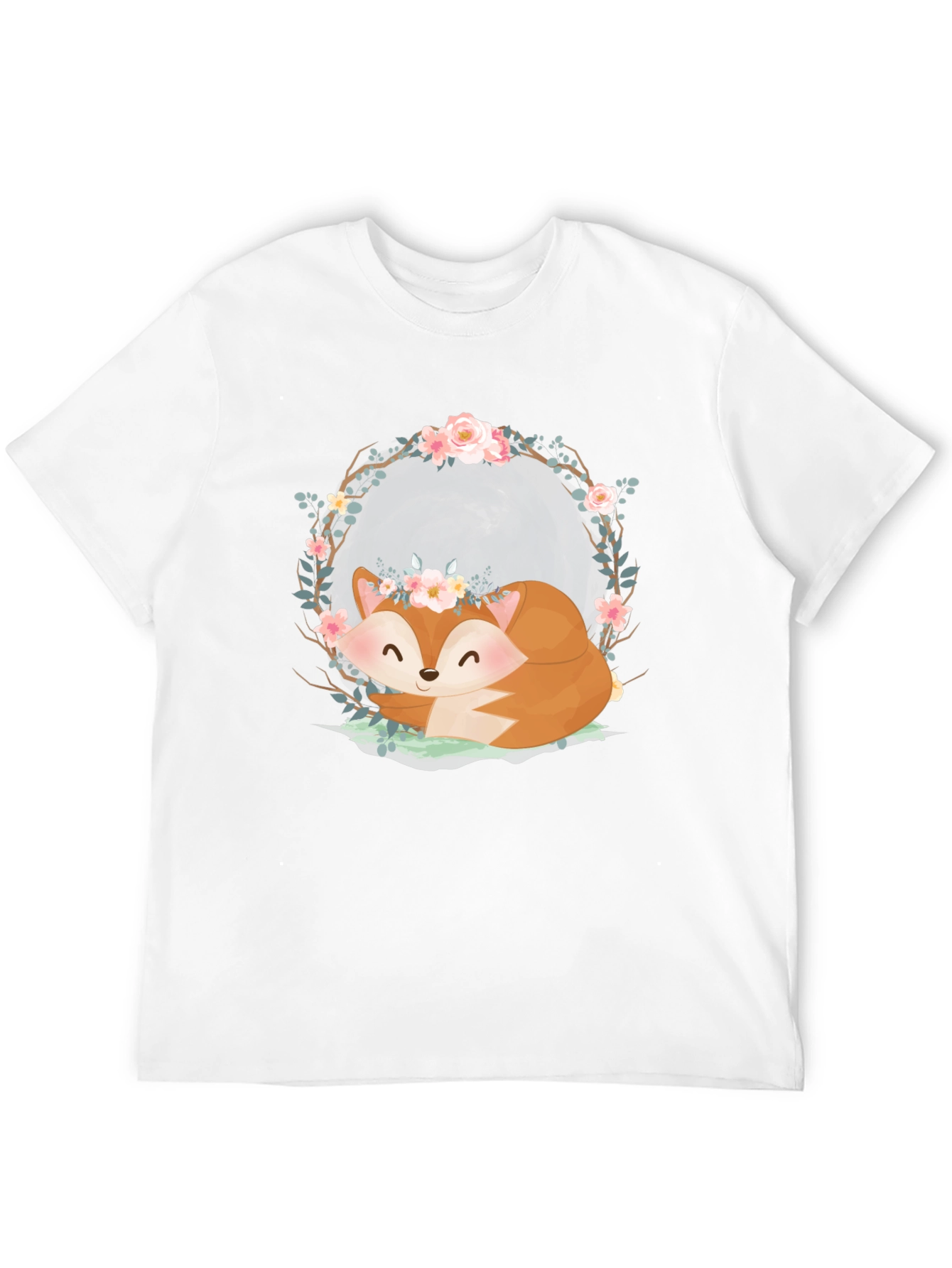 Cute Fox with Floral Crown Graphic Tee
