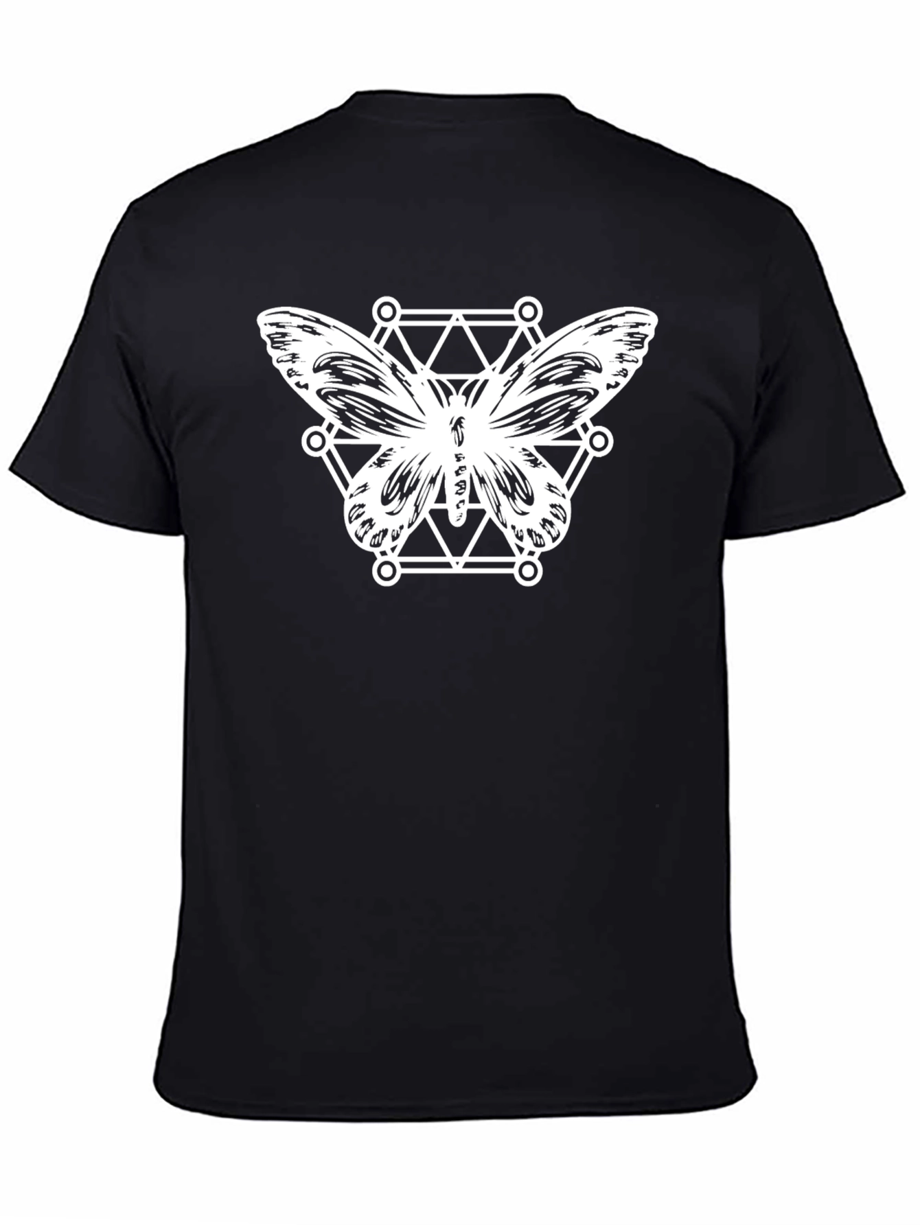 Geometric Butterfly Graphic Tee - Black