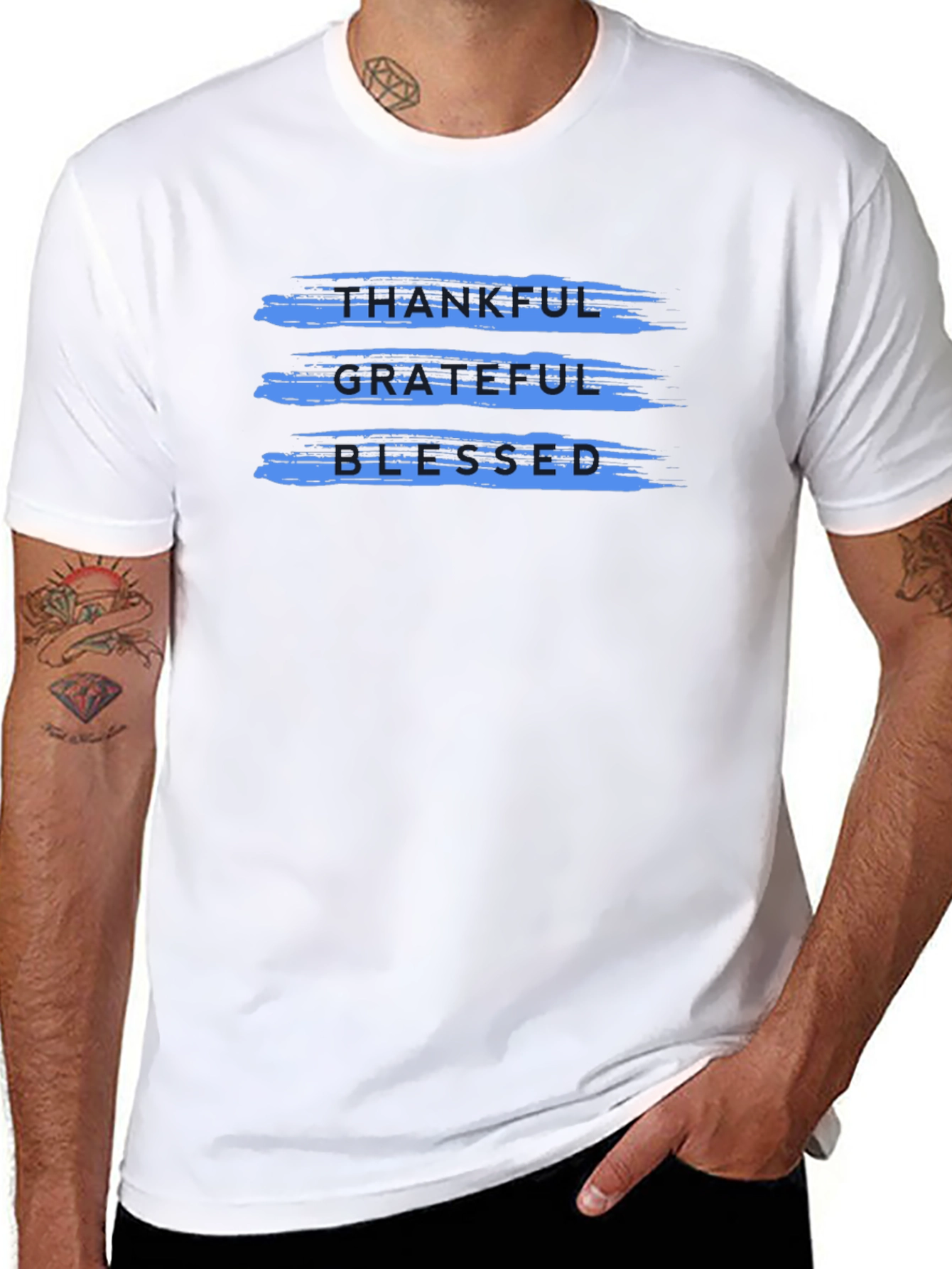 Thankful Grateful Blessed T-Shirt - Casual Black Tee