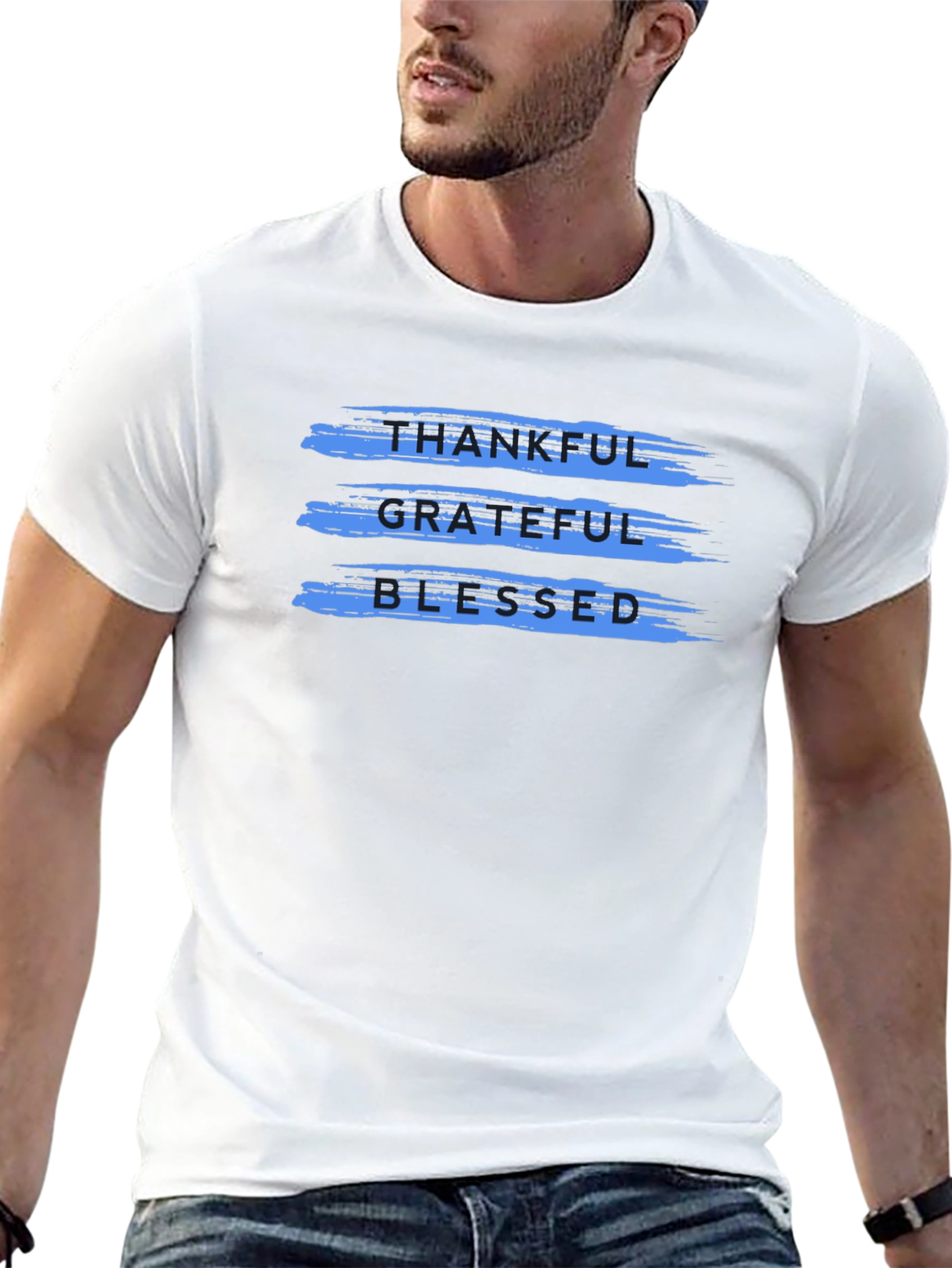 Thankful Grateful Blessed T-Shirt - Casual Black Tee