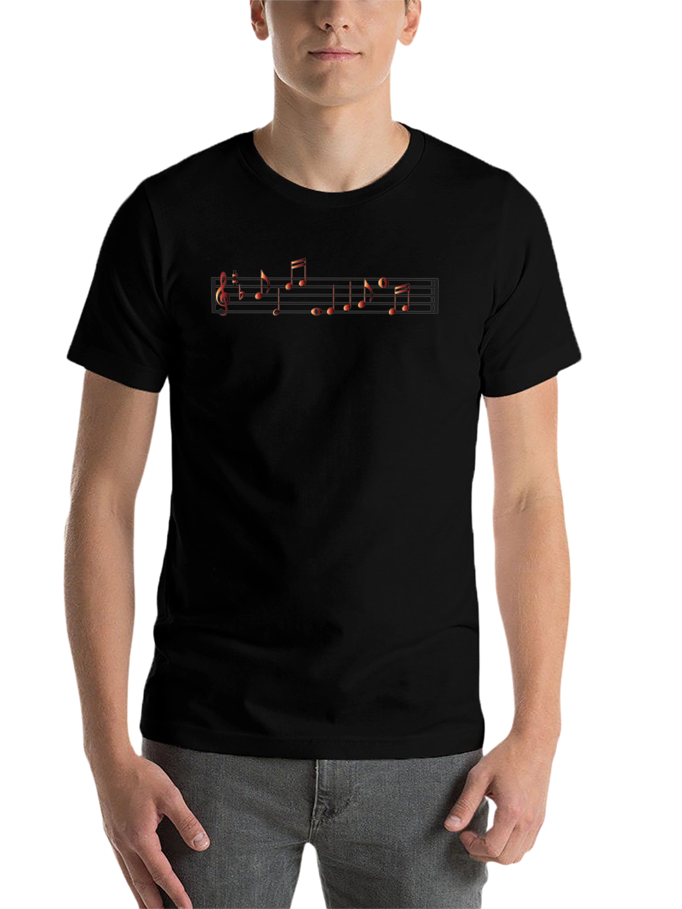 Musical Notes Graphic Black T-Shirt