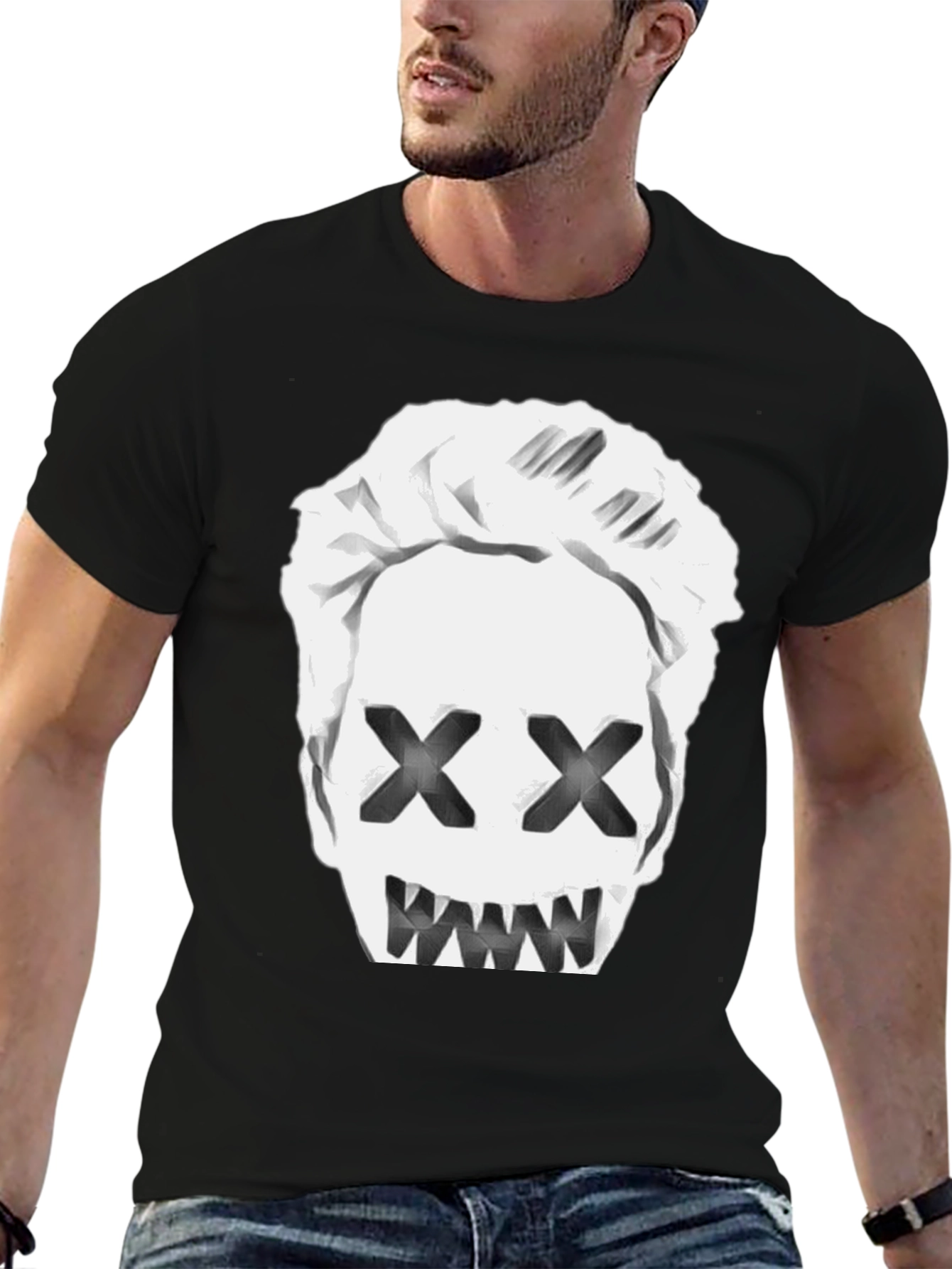 Mens Black T-Shirt with Graphic Print