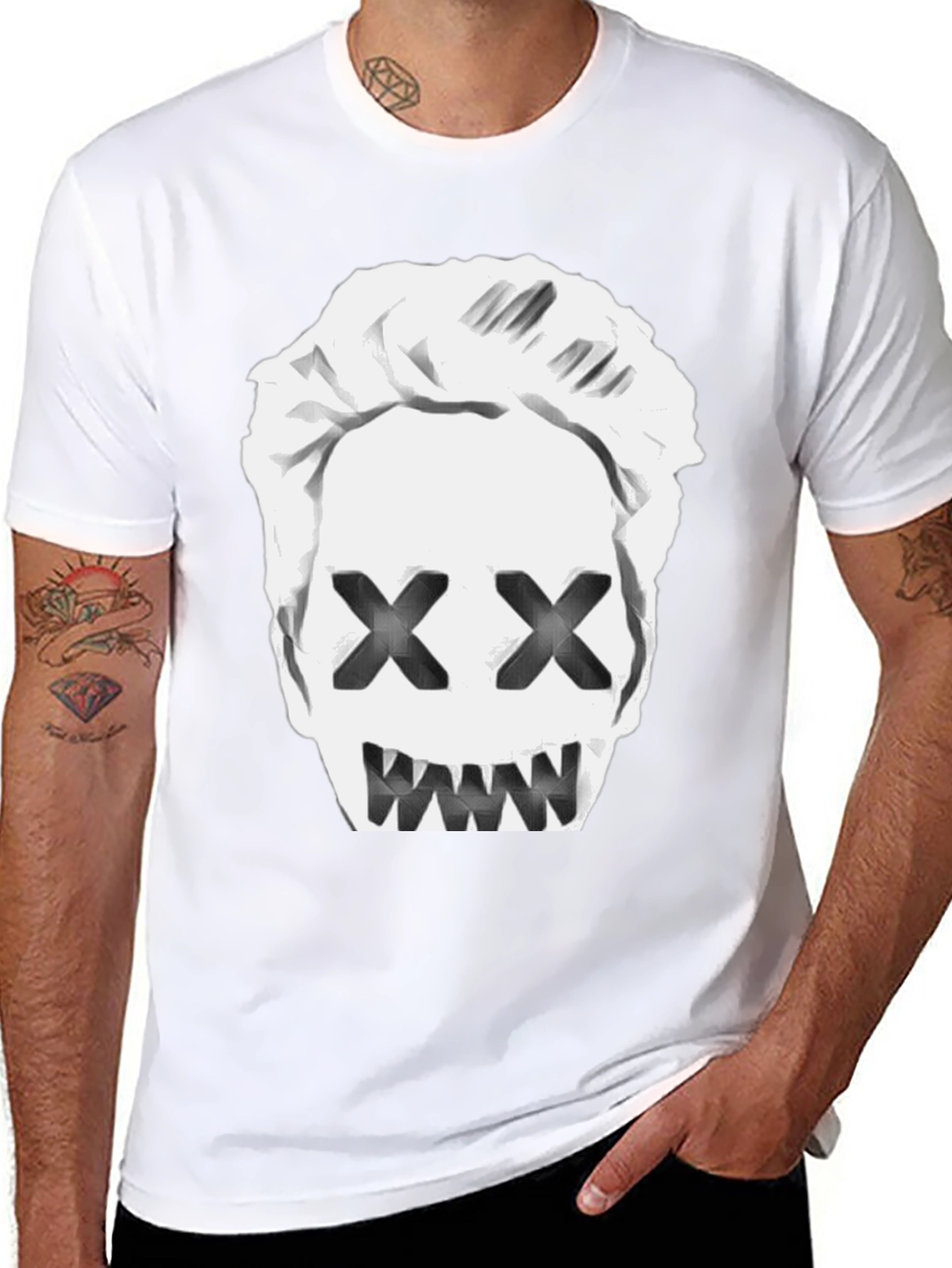 Mens Black T-Shirt with Graphic Print
