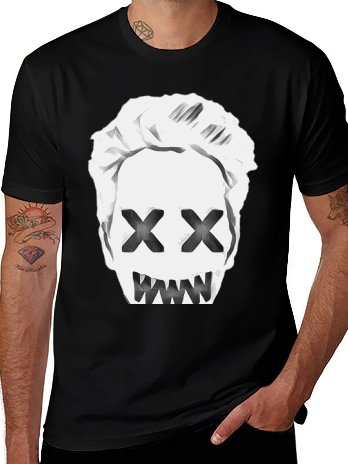 Mens Black T-Shirt with Graphic Print