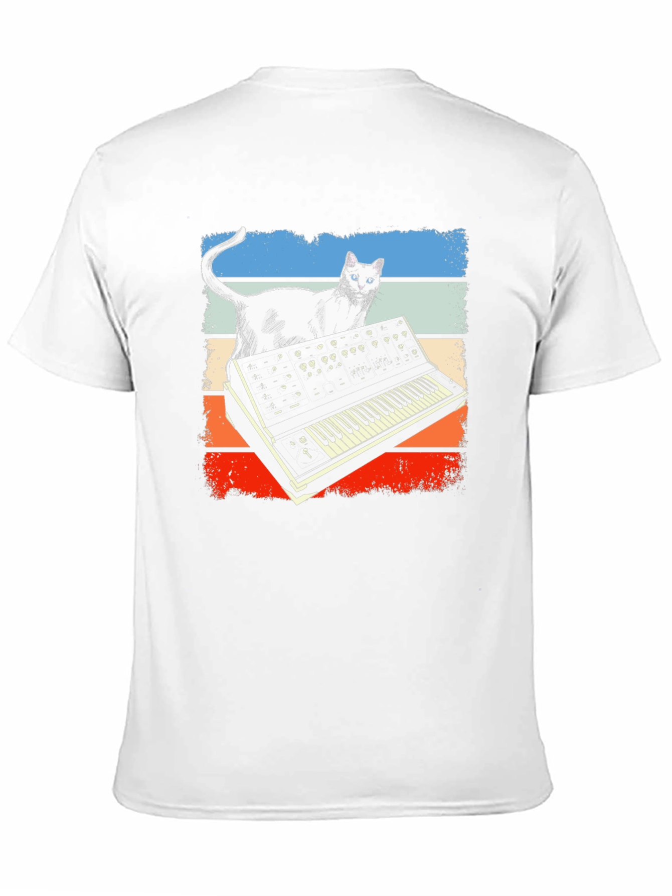 Retro Cat Synth T-Shirt - Music Lover Tee