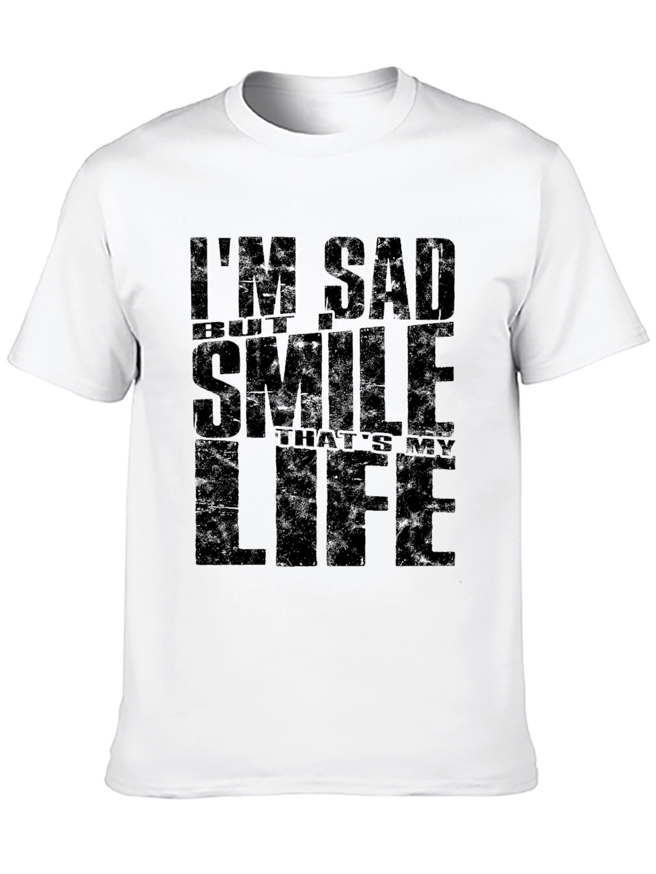 Im Sad But Smile Black Graphic T-Shirt