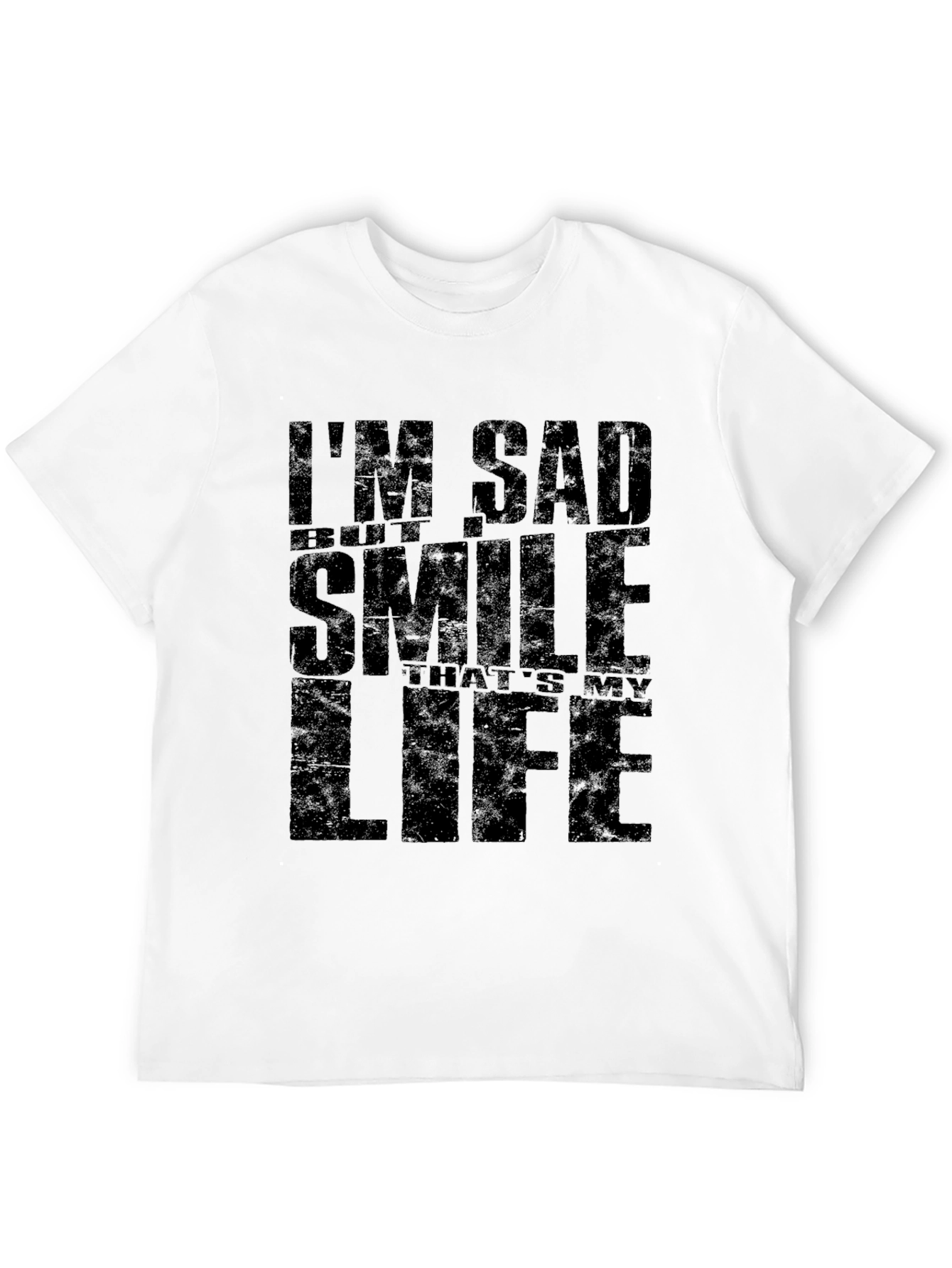 Im Sad But Smile Black Graphic T-Shirt