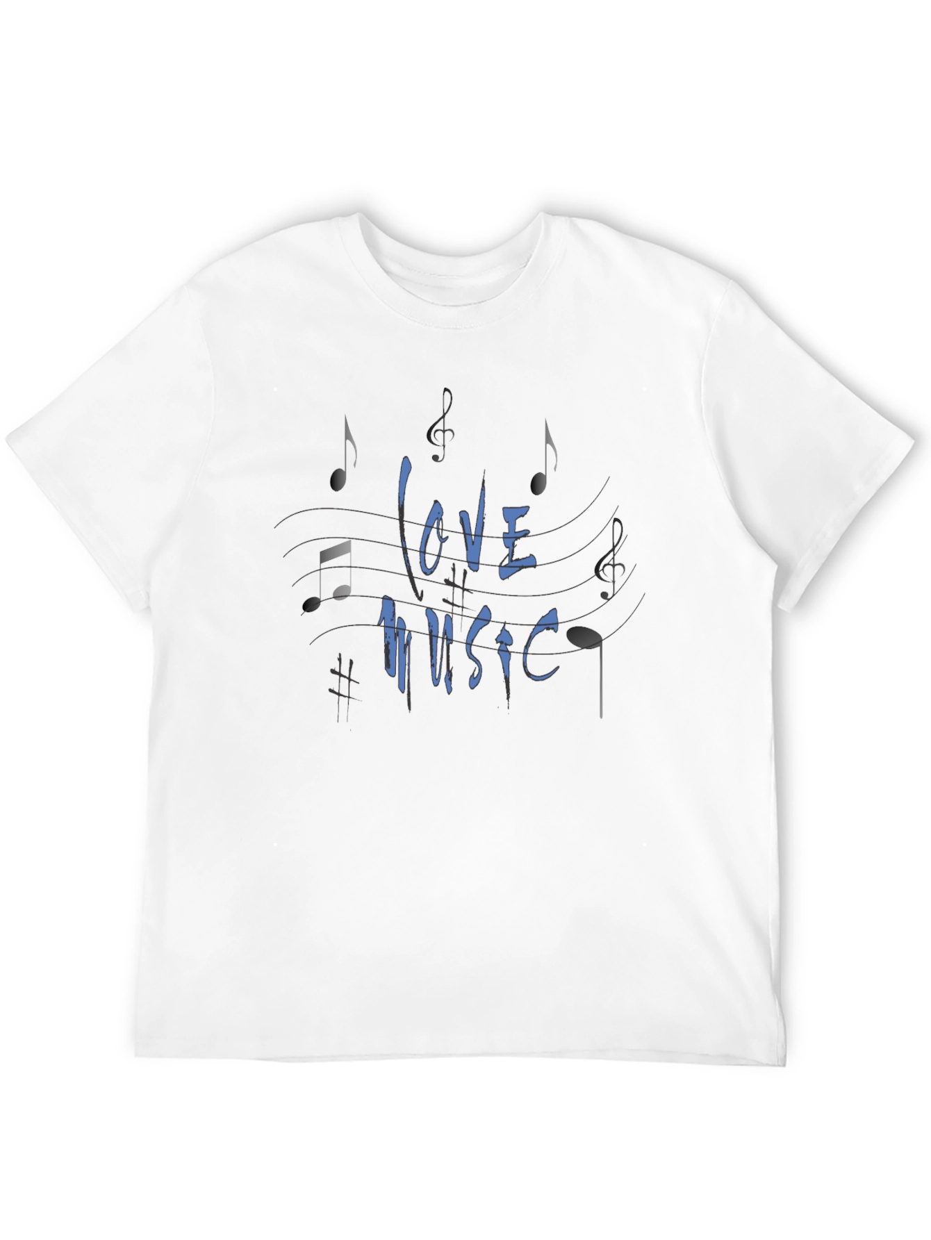Love Music Graphic Print Black T-Shirt