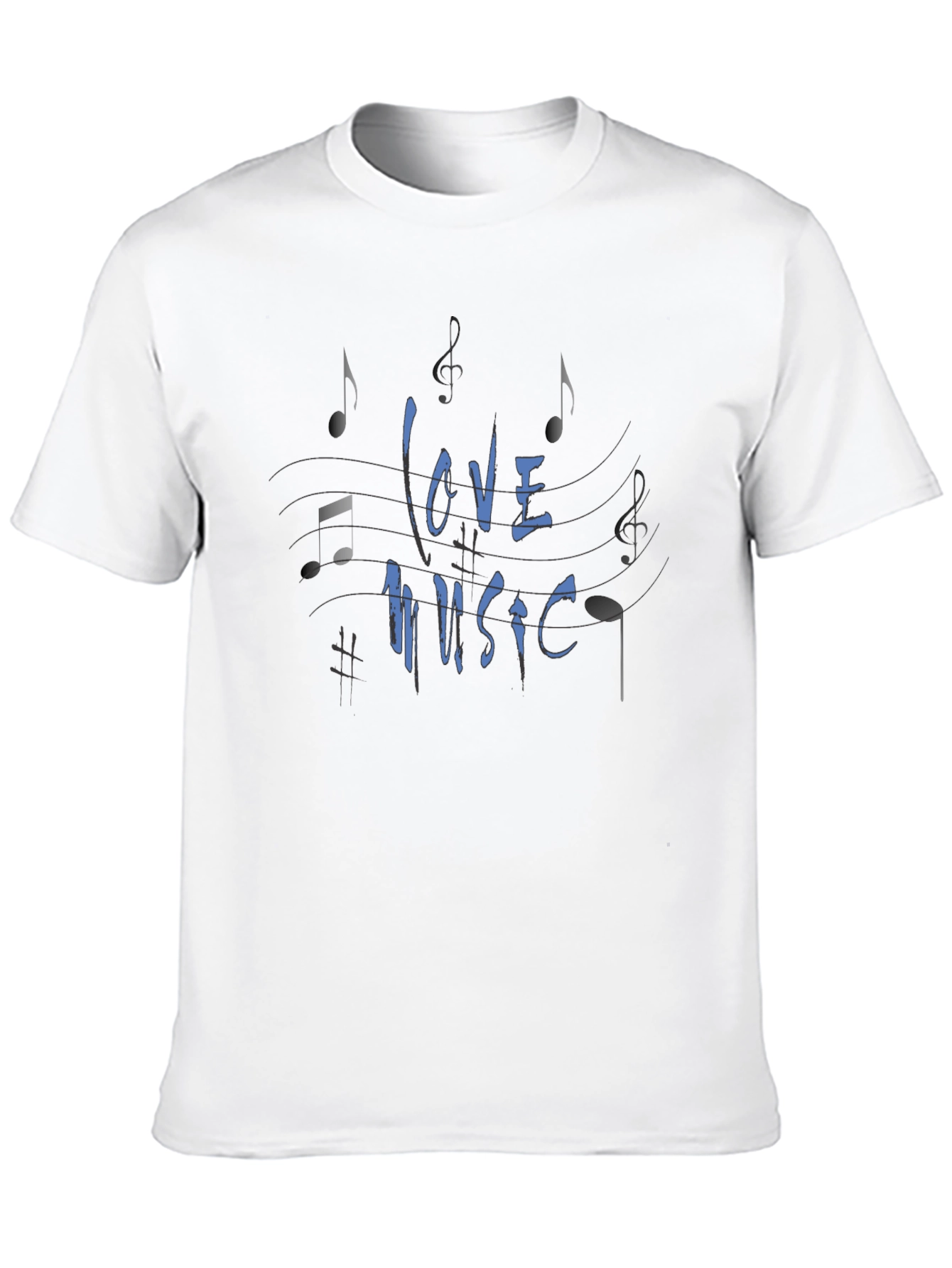 Love Music Graphic Print Black T-Shirt