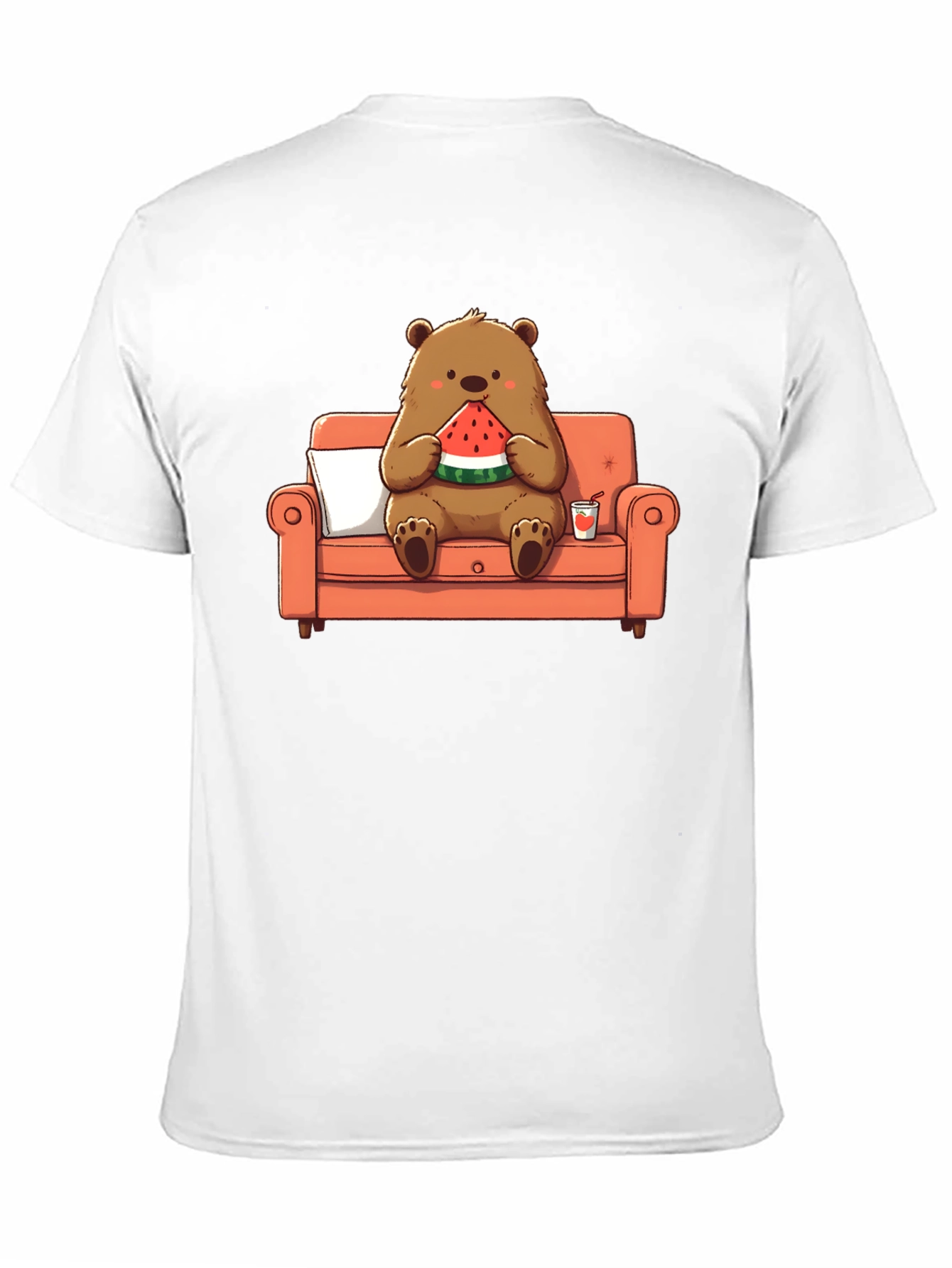 Bear Eating Watermelon T-Shirt - Comfy Cartoon Tee