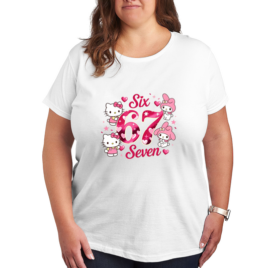 Plus Size Women Hello Kitty & Friends Six?Seven Theme Cute Graphic Tee