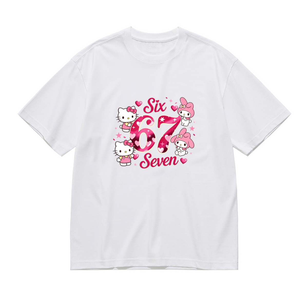 Plus Size Women Hello Kitty & Friends Six?Seven Theme Cute Graphic Tee