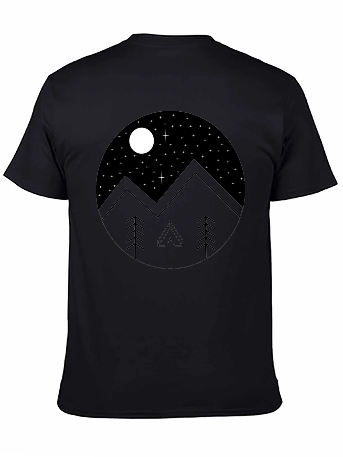 Mountain Night Sky Graphic Tee - Black