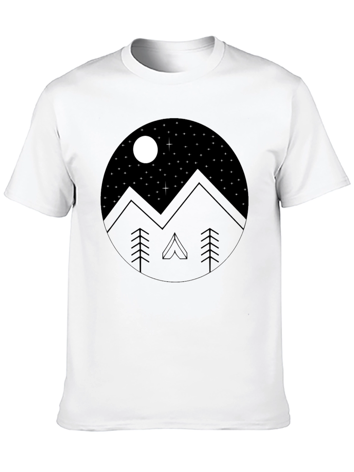 Mountain Night Sky Graphic Tee - Black