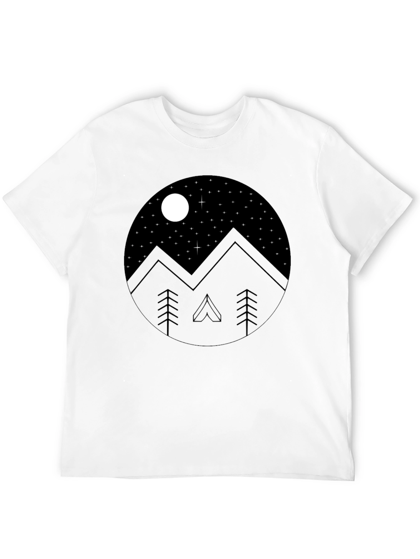 Mountain Night Sky Graphic Tee - Black